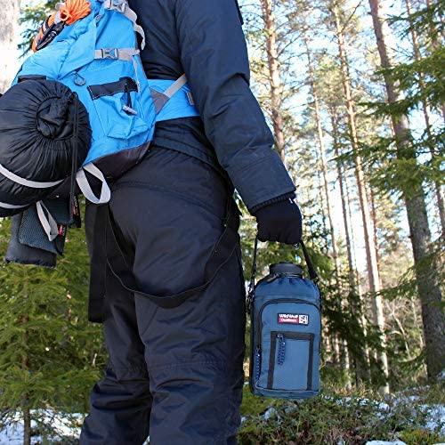 Wild Wolf Outfitters Wild Wolf Outfitters Water Bottle Holder for 64oz Bottles Blue - Carry, Protect and Insulate Your Best Flask with This Carrier w/ 2 Pockets & an Adjustable Padded Shoulder Strap.
