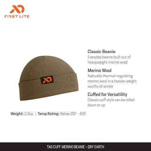 First Lite First Lite Tag Cuff Merino Wool Beanie - Warm Hunting Hat - Dry Earth - One Size