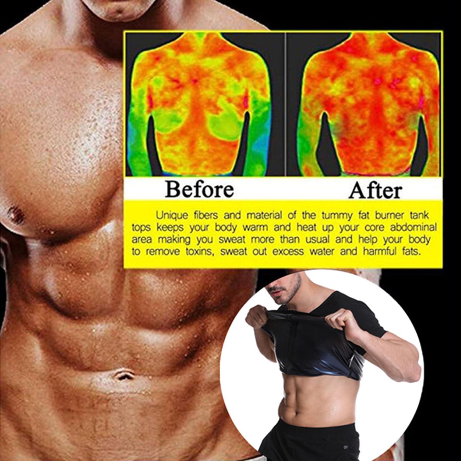 Vuirrm Sauna Shirt for Men, Short Sleeve Sauna Suit for Men, Men\'s Sauna Vest Zipper Sweat Compression Vest Tummy Control Shapewear, 4XL/5XL,Black