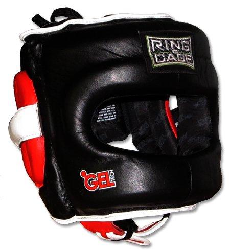 Ring to Cage Deluxe Full Face GelTech Sparring Headgear for Boxing, Muay Thai, MMA, Kickboxing (Regular, Black/Red)