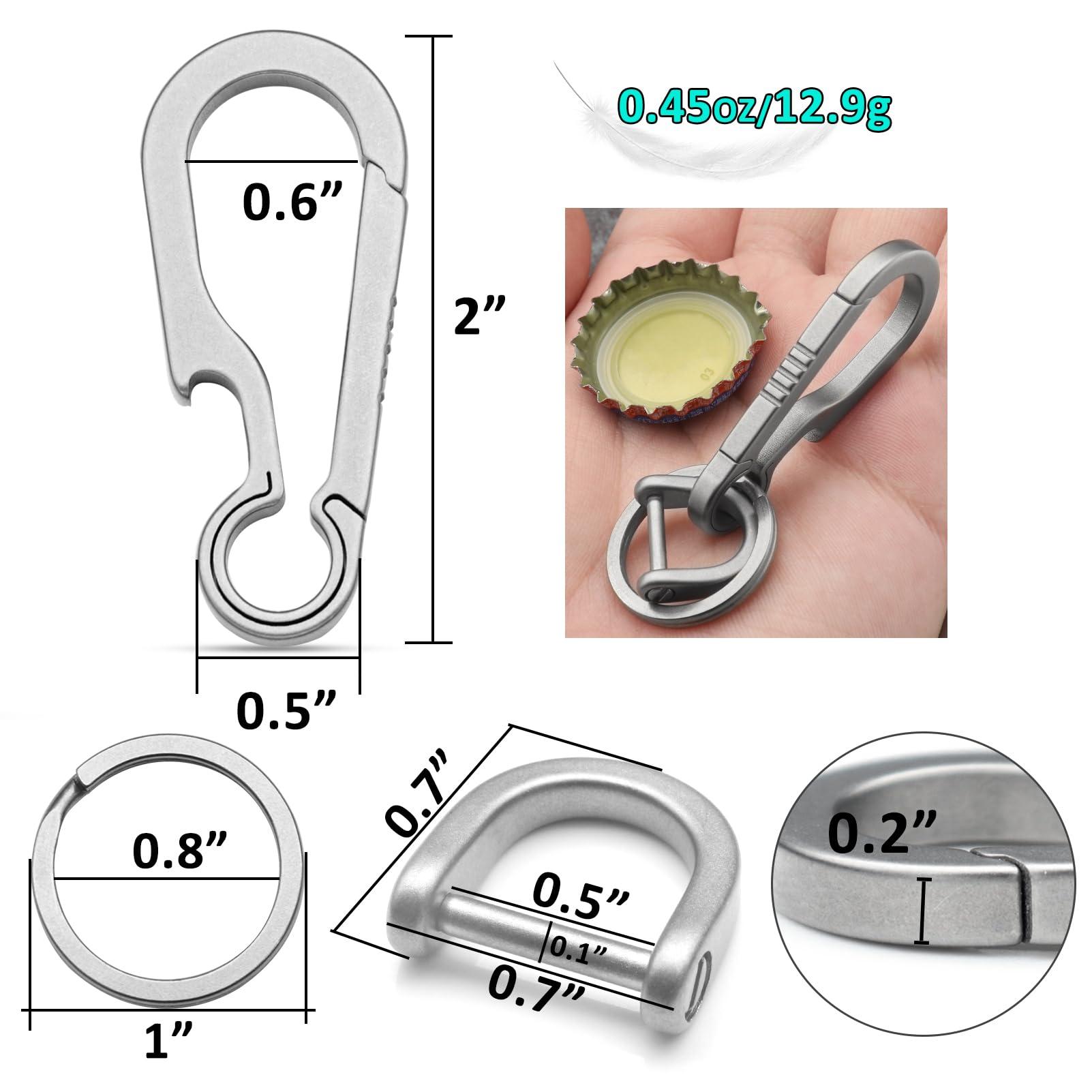 PJYTAC PJYTAC Titanium Carabiner Keychain, Quick Release Heavy Duty Key Chain Bottle Opener Car Keyfob Multipurpose Secure Keyring & D Ring for Car Keys