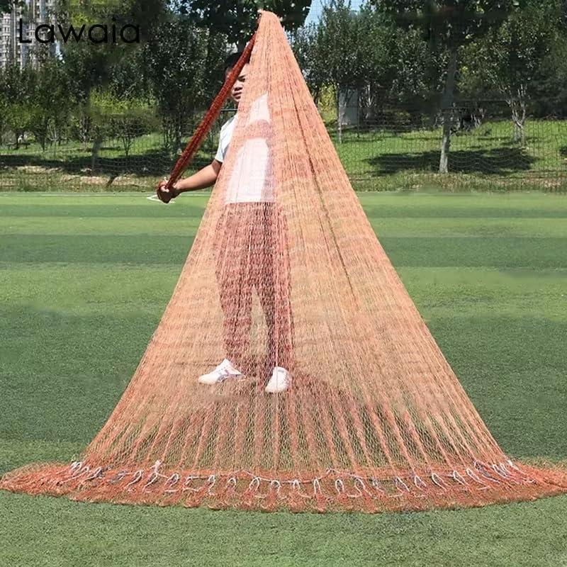 Lawaia Lawaia Traditional Fishing Cast Net Multifilament Line Landing Net with Steel Pendant Weight Hand Throwing Fish Net White Nylon Small Mesh- Tire line 4m