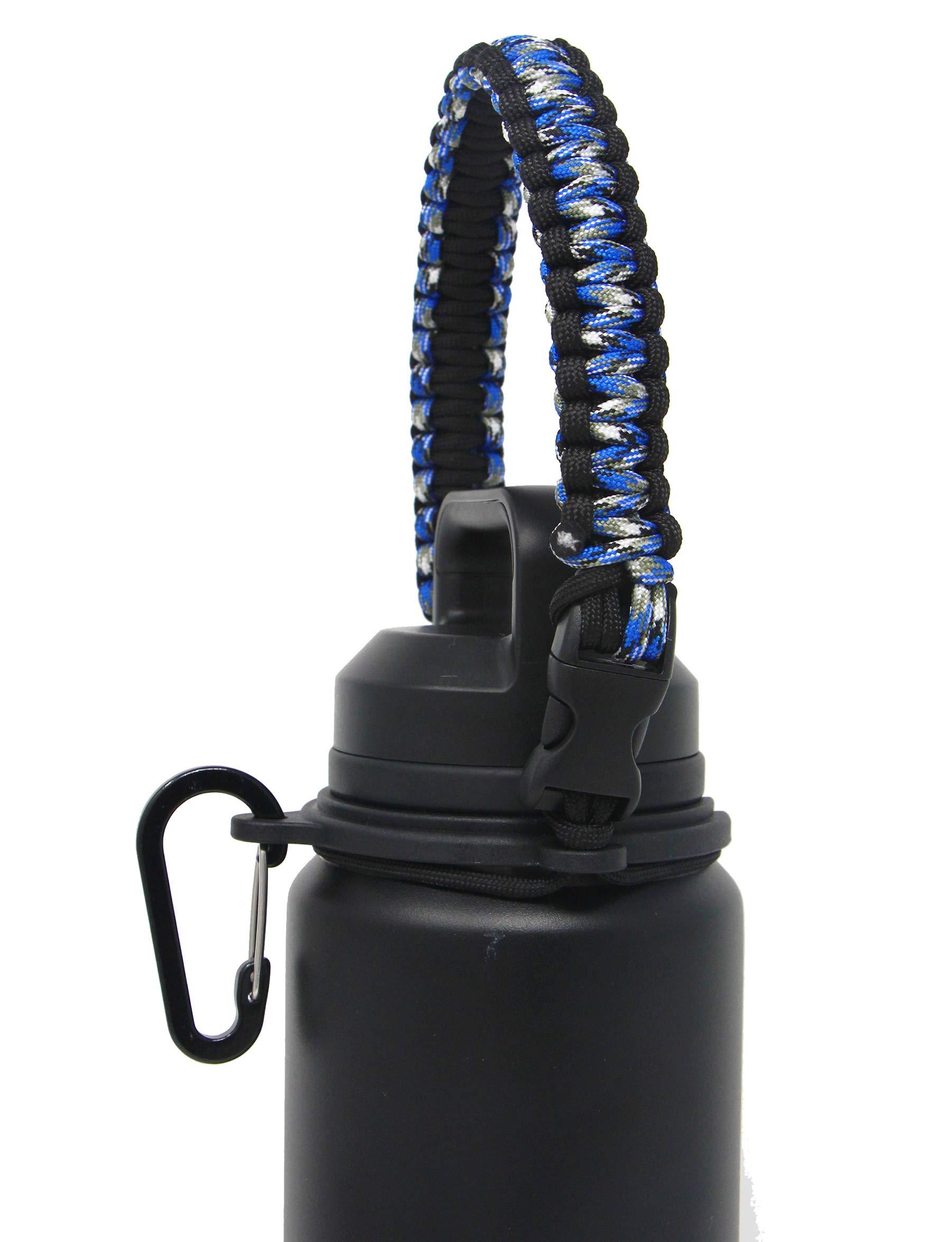 One MissionX One MissionX Paracord Handle Compatible with Yeti Rambler 36oz 26oz 18oz 12oz 46oz Water Bottles, Durable Carrier Strap - Holder(Blue Camo)