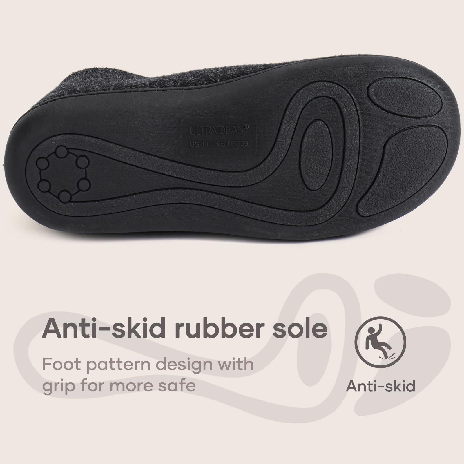 ULTRAIDEAS ULTRAIDEAS Women's Indoor Loafer House Slippers with Memory Foam, Ladies Warm Closed Back House Shoes with Non-Slip Outdoor Rubber SoleBlacksize 8