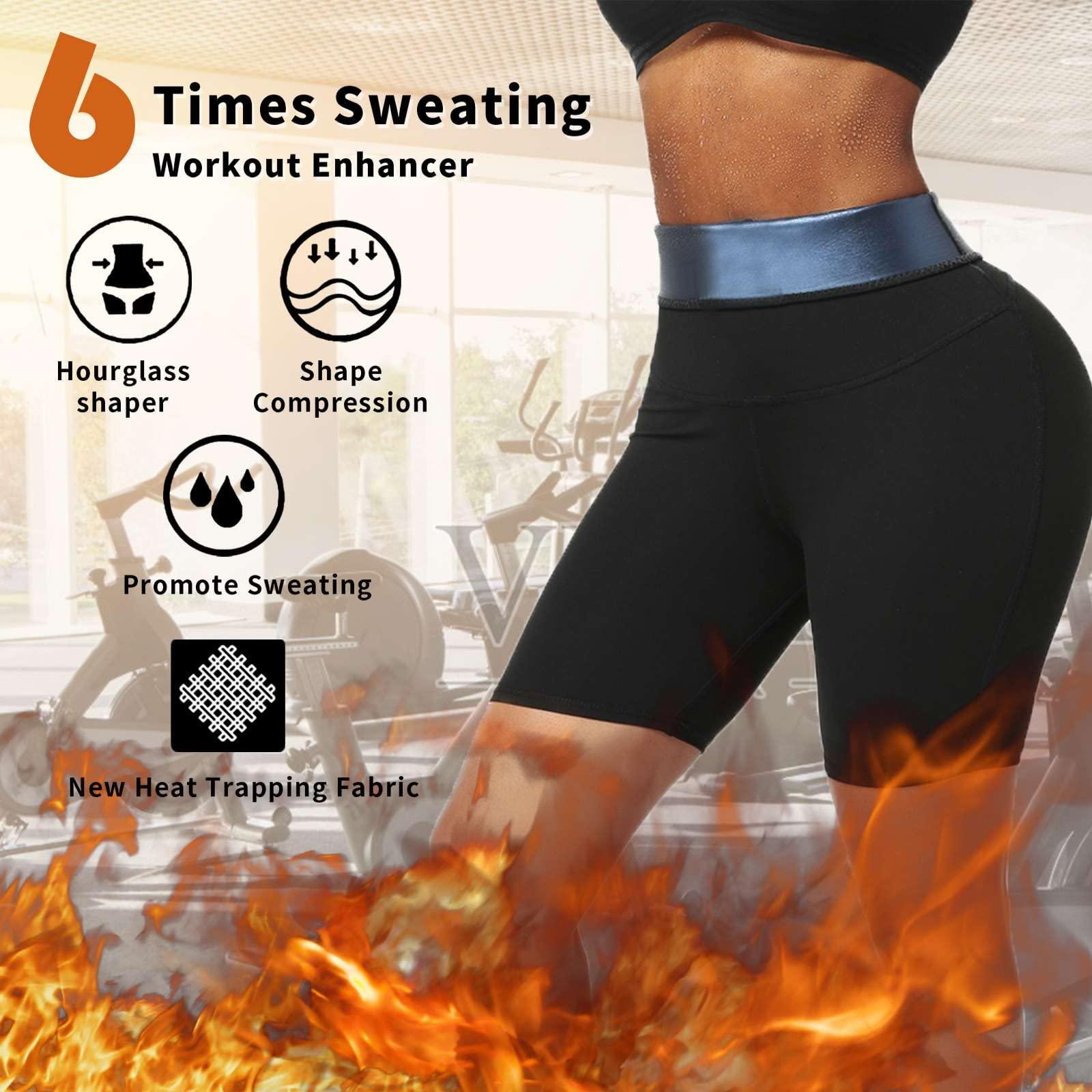 BODYSUNER BODYSUNER Sweat Sauna Leggings Pants for Women Thermo Compression Workout Gym Slimming Thigh Trimmer Blue,SM