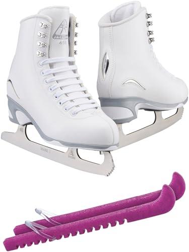 SKATE GURU Jackson Ultima Figure Ice Skates Finesse JS451 / Medium to Wide/Kids 3 Bundle with Guardog Skate Guards