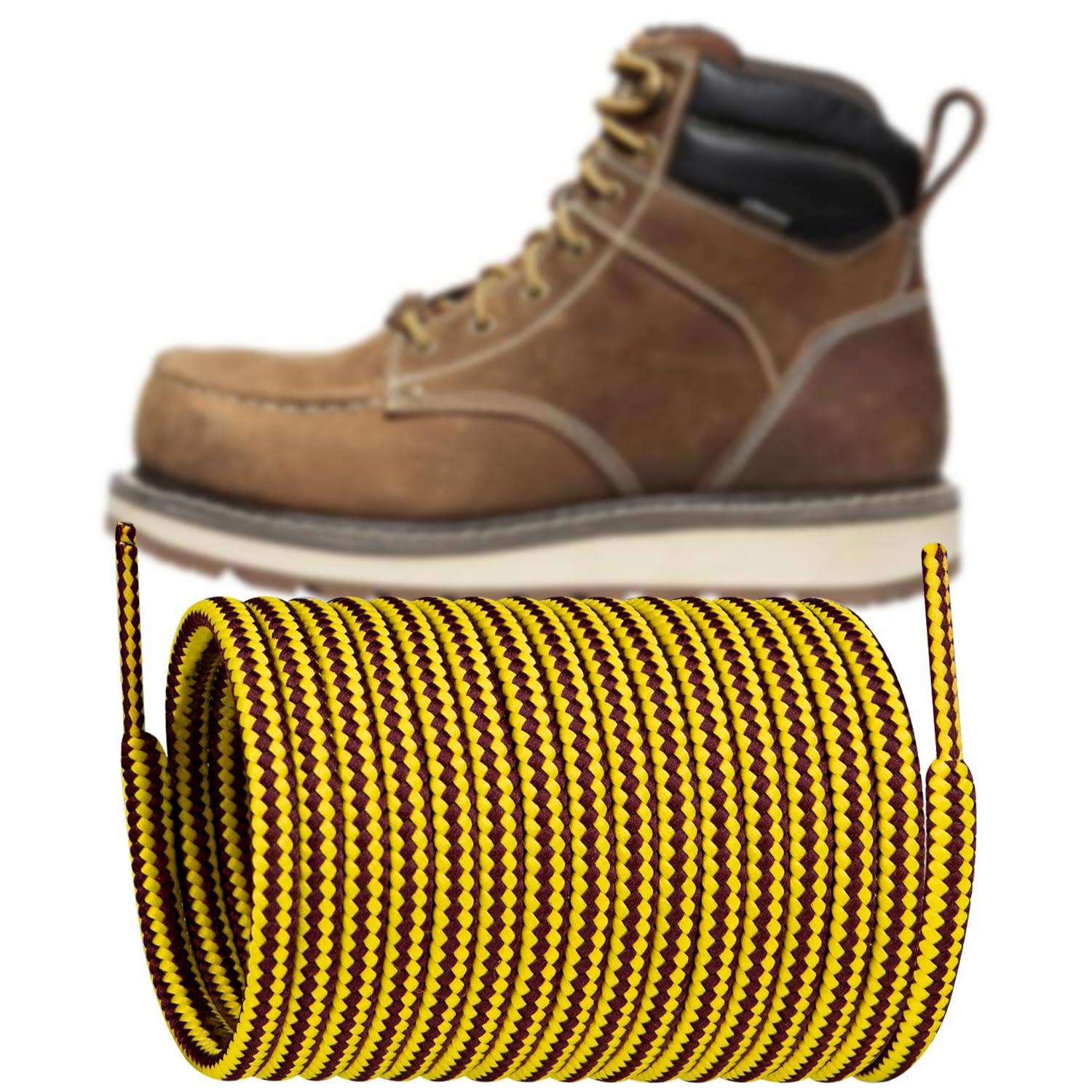 Endoto Endoto Shoelaces for Keen Boots Round Replacement Shoe Laces Work Hiking Hunting Shoes Strings(Color:Yellow&Brown,Size:72Inch)