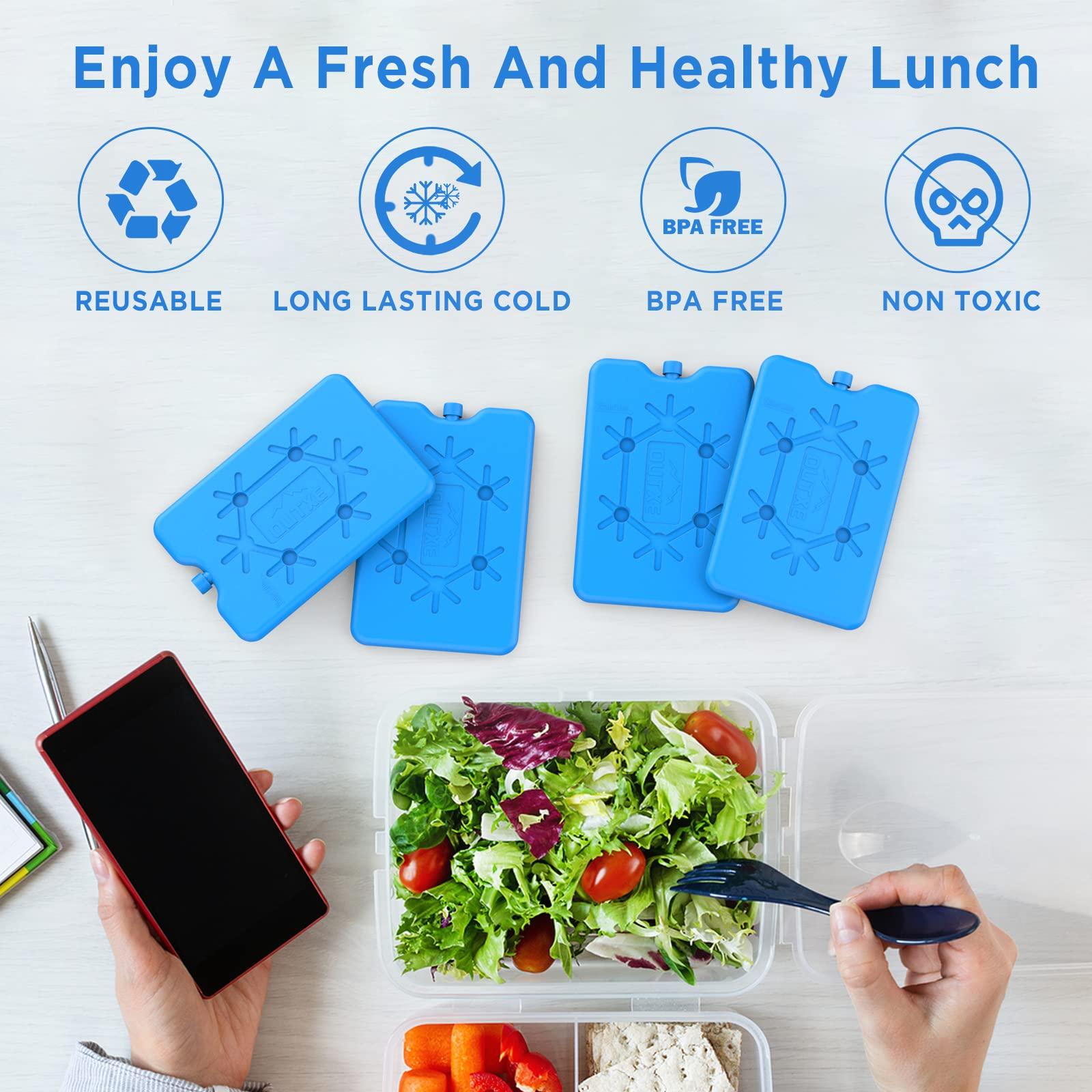 OUTXE OUTXE Ice Packs for Lunch Box 8 Pack- Reusable Ultra-Thin Freezer Packs - Long-Lasting Cool Packs for Coolers, Keep Food Fresh and Cold in Lunch Boxes and breastmilk Bags - 8 Pack (Blue)