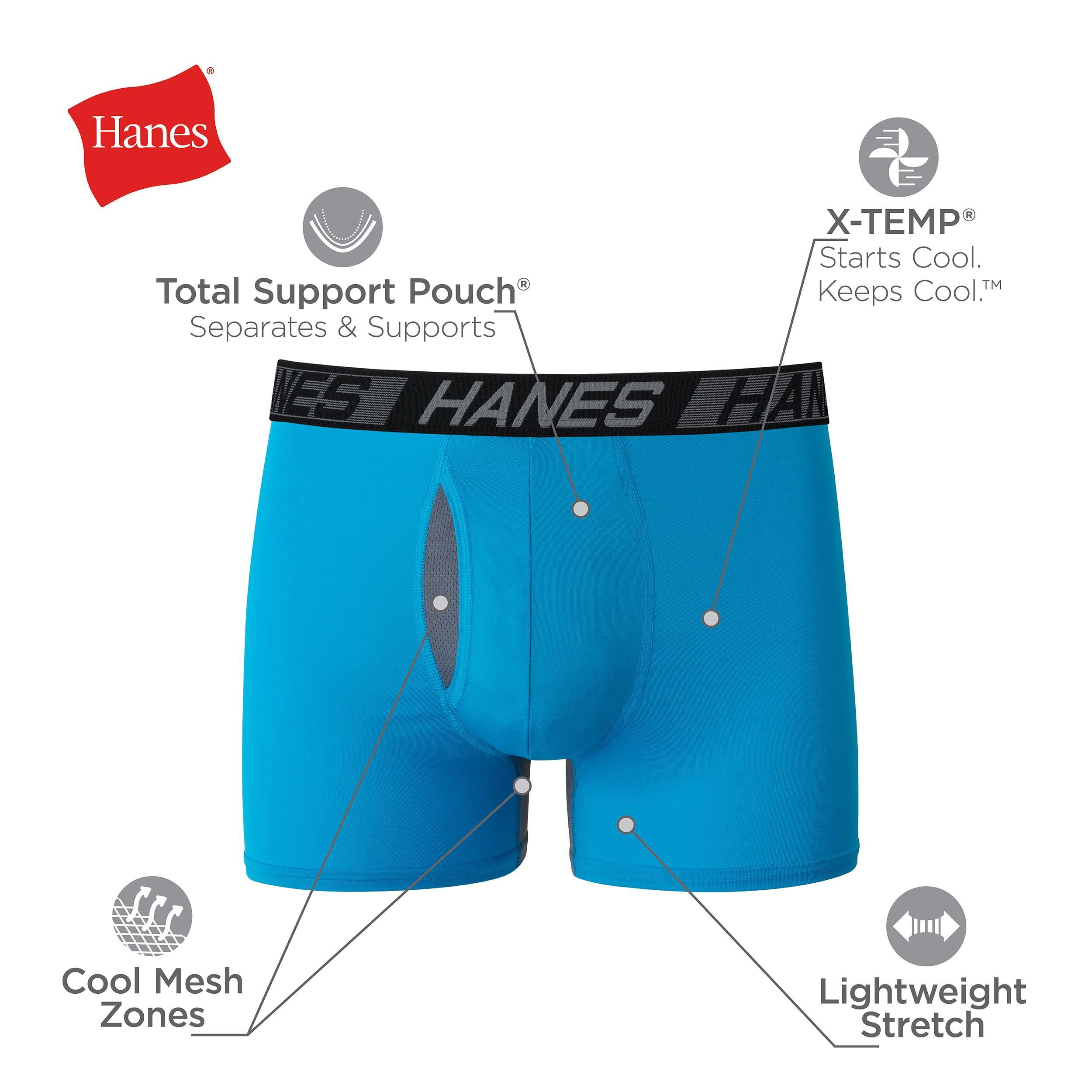 Hanes Hanes mens Total Support Pouch Men's Boxer Briefs Pack, Anti-chafing, Moisture-wicking Underwear With Cooling ( Trunks, Trunk - Assorted, 3X-Large US
