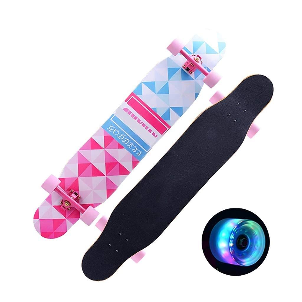 KHUY Complete Skateboard 46\" X 9\" Longboard, Pro Skate Board Longboards for Cruising, Free Style, Downhill and Dancing, Long Boards Skateboards for Teens Adults Beginners Boys Girls ( Color : G with LED )