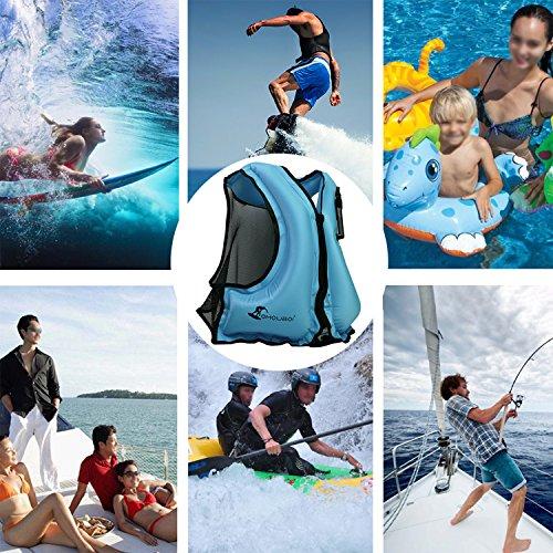 OMOUBOI OMOUBOI Inflatable Snorkel Vest Kayak Inflatable Buoyancy Vest for Adults Snorkel Jackets for Swimming Snorkeling Paddling Boating Water Sports Beginner Adults-Only 105-220 lbs