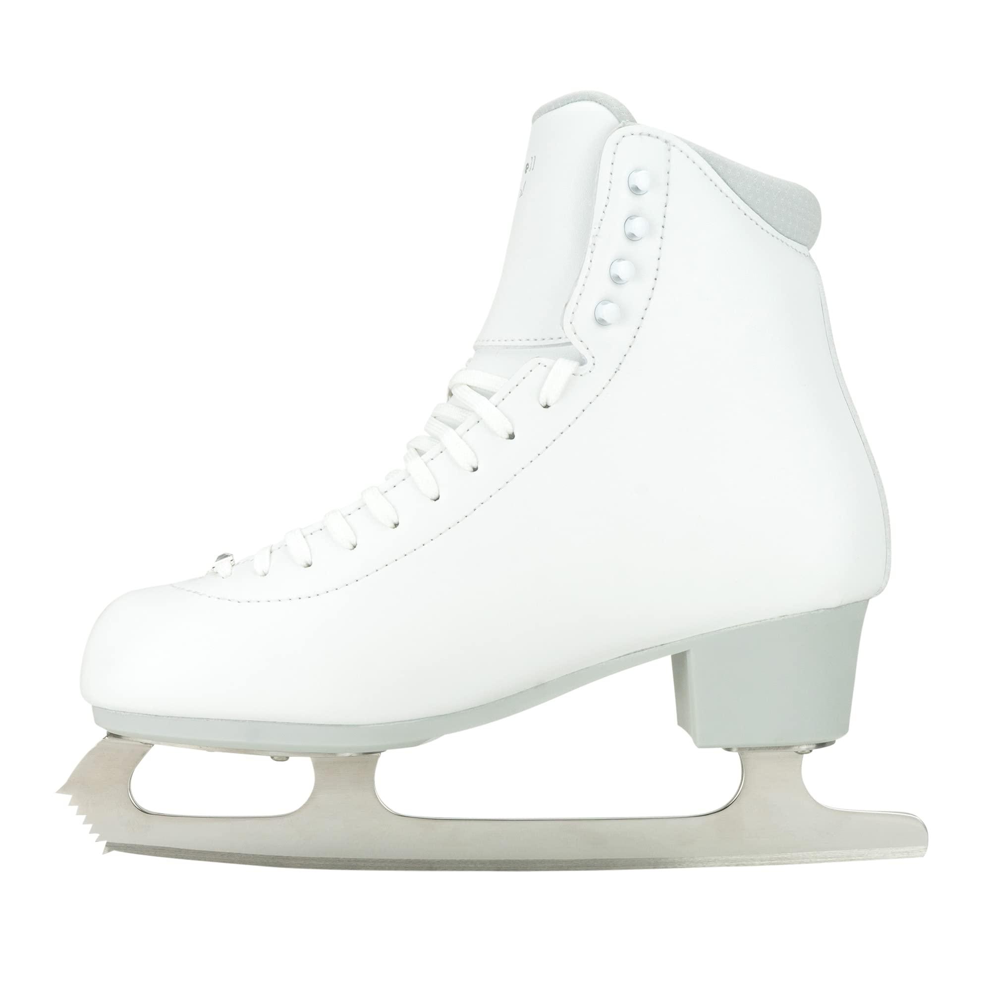 Riedell Riedell Crystal Ice Skates - Youth Competitive Figure Ice Skates with Stainless Steel Eclipse Vesta Blade | White | Size 3 JR D Width