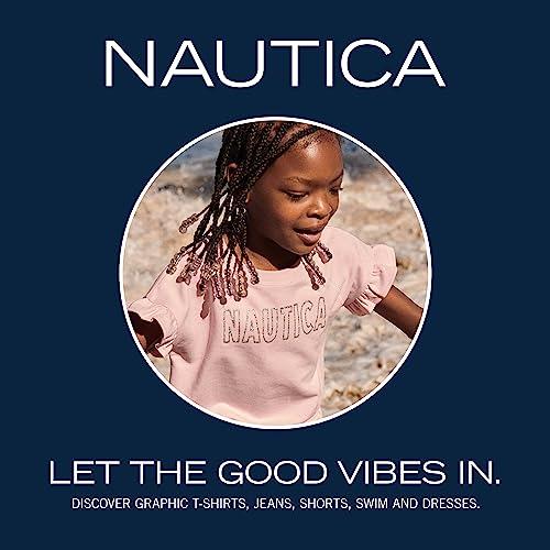 Nautica Nautica Girls' Short Sleeve V-Neck T-Shirt, Solid Cotton Blend Tee with Tagless Interior, Peacoat, 3T