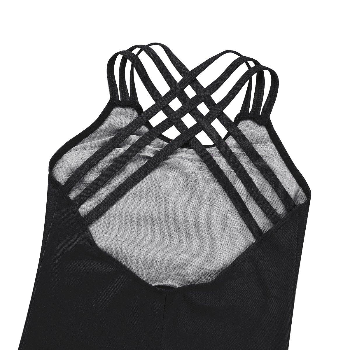 CHICTRY CHICTRY Girl's Children's Solid-Color Sleeveless Unitard Strappy Back Gymnastics Athletic Dance Bodysuit Clothes Black 11-12