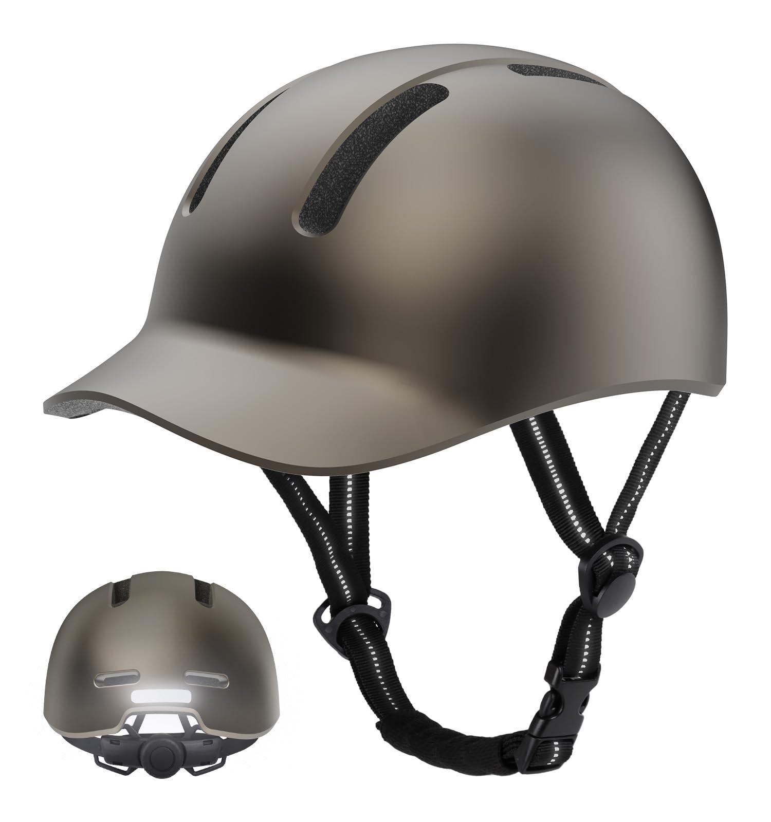 Shinmax Bike Helmet, Shinmax Adult Bike Helmets for Men Women Bicycle Helmet Lightweight Adjustable Baseball Cap Cycling Helmet with Reflective Strip for Urban Commuter Road Biking (Titanium Gray)