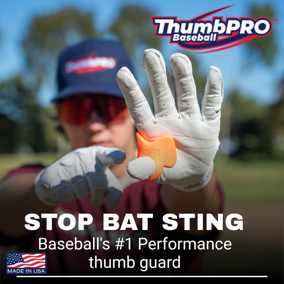 ThumbPRO ThumbPRO Baseball Thumb Guard - Batting Aid & Grip Enhancer - Reduces Sting, Improves Swing - for Baseball & Softball - All Levels, Left/Right Hand - 3 Sizes (Rally Red, Large)