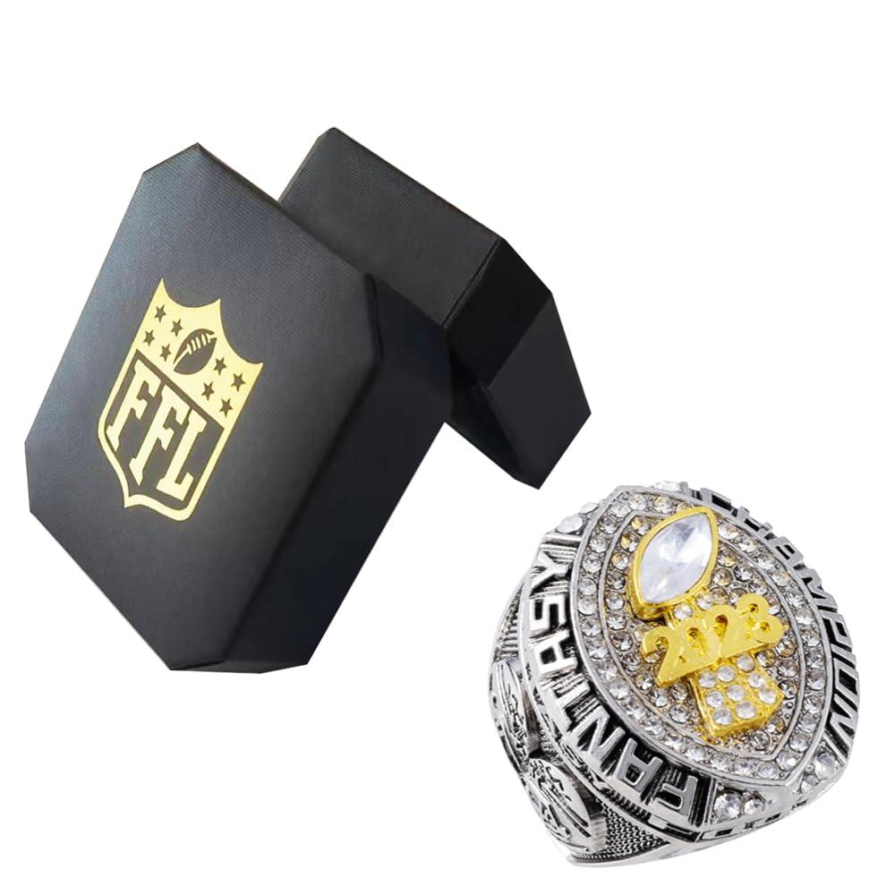 noblehead noblehead Fantasy Football Ring 2023 | Heavy FFL Champion Ring | Gold Silver Tone Plated Award Trophy for Fantasy Football League Winner (size 14)