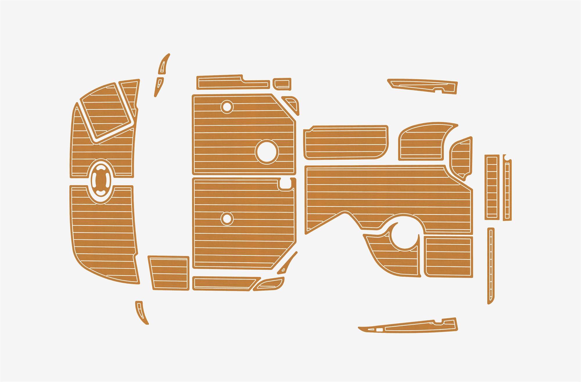 ATDEK ATDEK 2001-2009 Sea Ray 280 Sundancer cockpit & Swim platform 1/4 6mm eva Faux Teak Deck Surfing Boat Fishing Boat Motorcycle Hurts crapet Non-Slip mat Floor (Brown over white)
