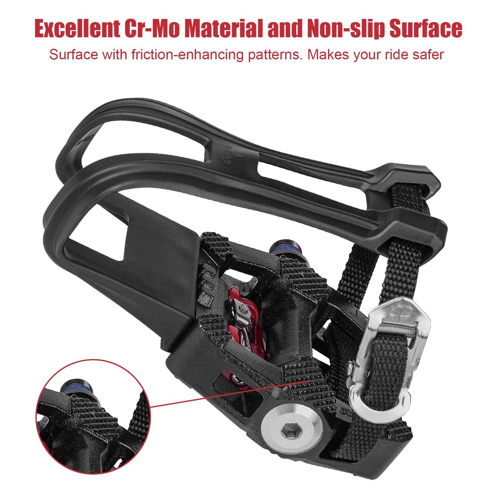 FitHeart Joy FitHeart Joy SPD Bike Pedals Delta Compatible 9/16'' with Toe Cages, Mountain Bike Peloton Pedals for Regular Shoes & Clipless Shoes, Bicycle Pedals Convert Look Delta Pedals to Dual Function Pedals