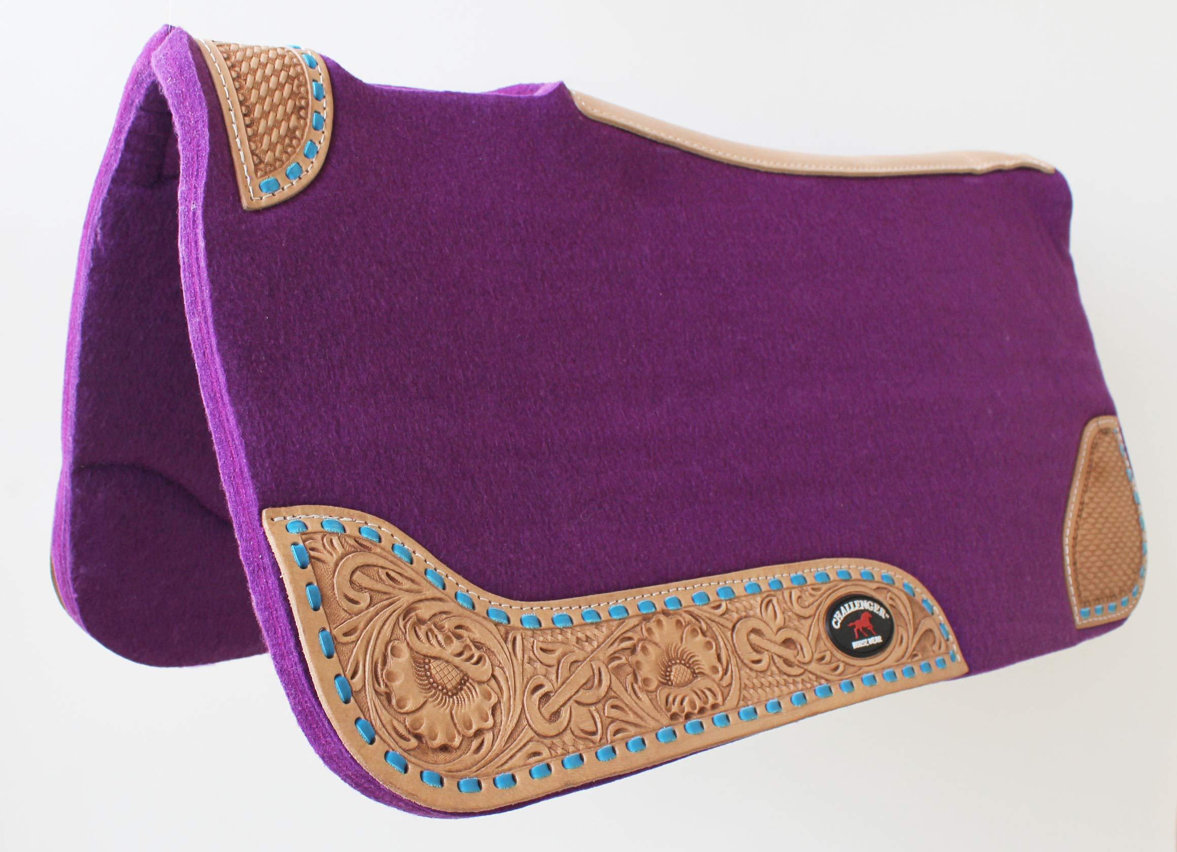 CHALLENGER CHALLENGER Horse Saddle PAD Western Contoured Wool Felt Moisture Wicking Purple 39RT04PR