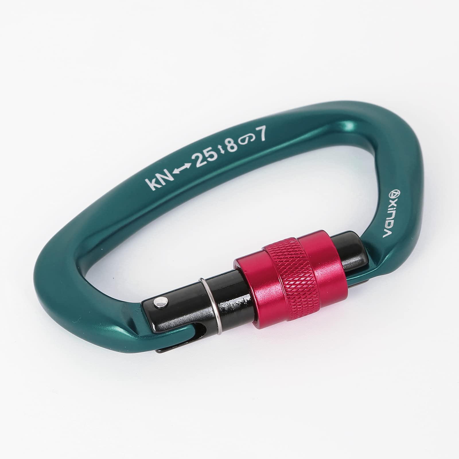 XINDA XINDA Screwgate Locking Carabiner Clip - Professional Rock Climbing Carabiner Screw Lock,Heavy Duty Carabiners for Climbing,Mountaineer,Hammock,Camping,Outdoor Equipment (2 pcs Green)
