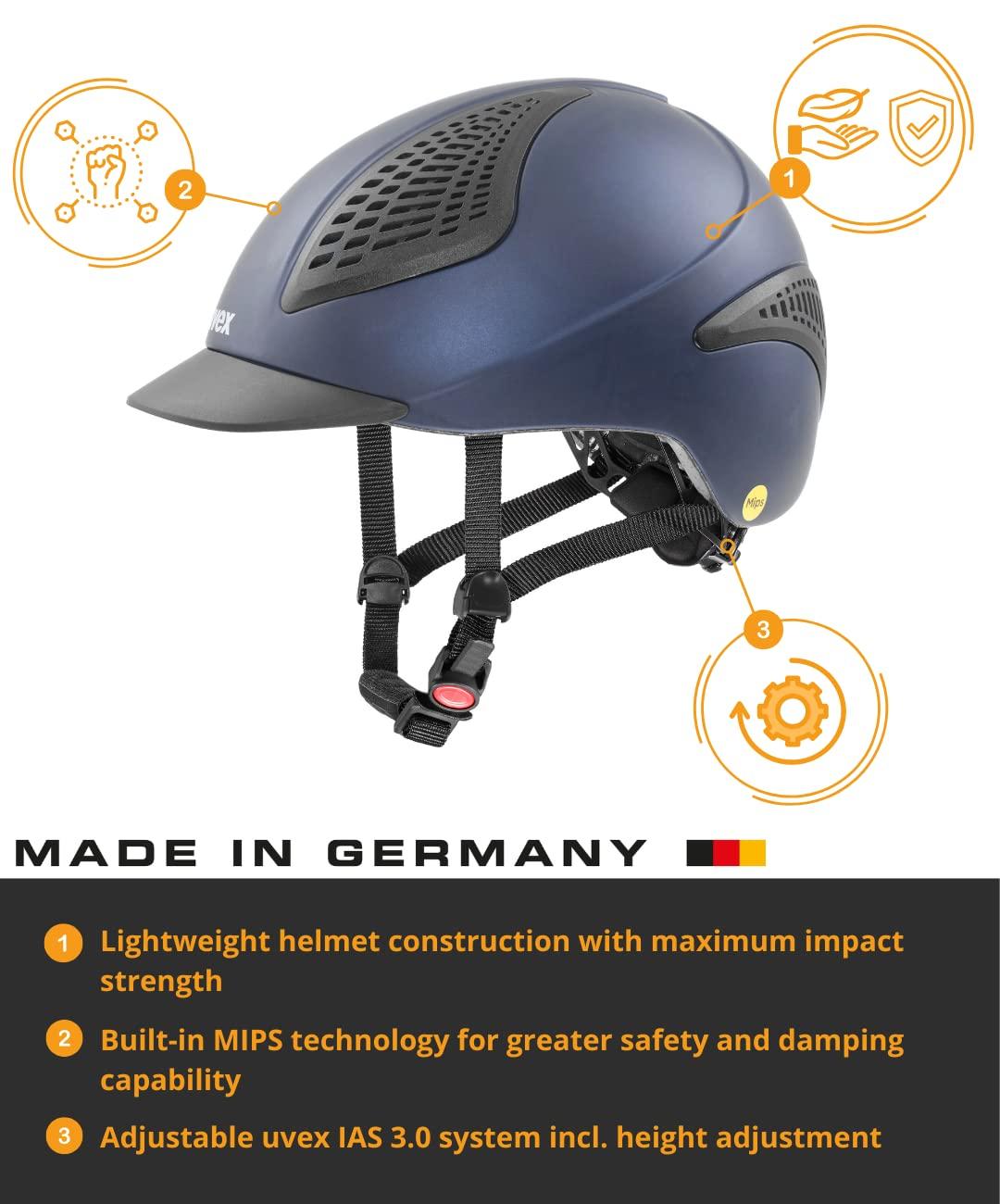 uvex sports uvex exxential II MIPS Horse Riding Helmet for Women & Men, Navy mat, S-M - Adjustable Helmet with Integrated MIPS System