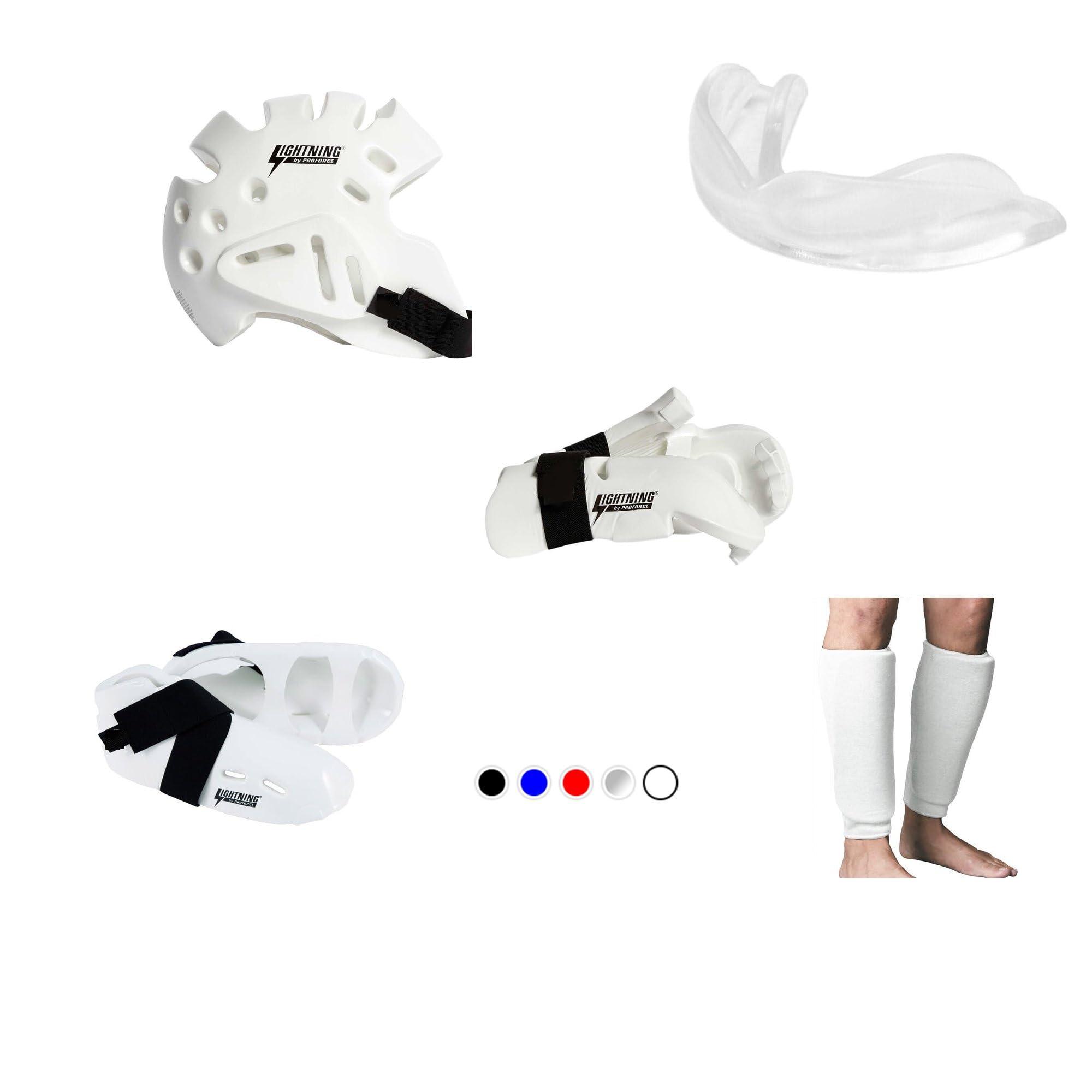 Generic Proforce Karate Sparring Gear Set Combo with shin and Mouth (Pink, Child Large)