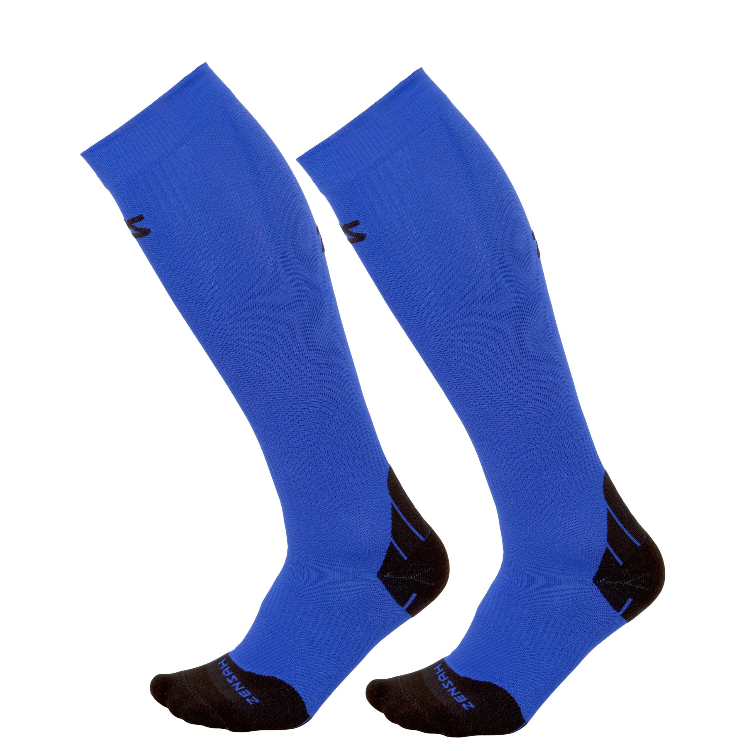 Zensah Zensah Tech+ Compression Socks - Knee High Running Socks for Sports, Travel (Electric Blue, Medium)