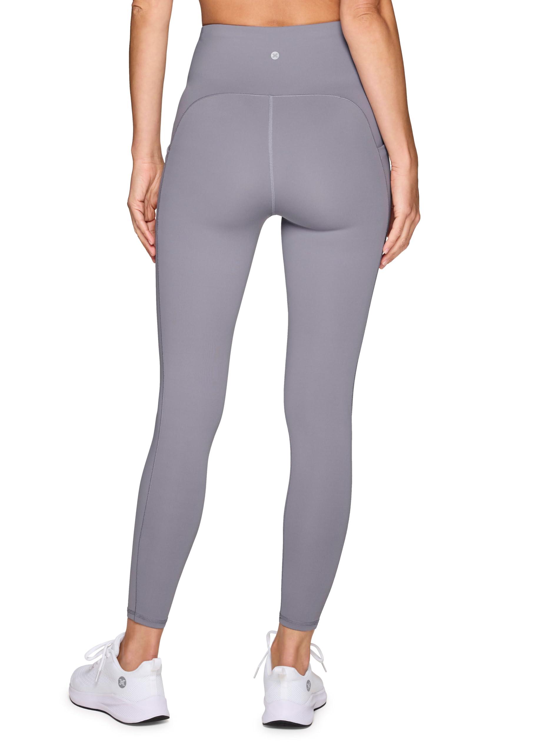RBX RBX Women's Squat Proof 7/8 Legging with Pockets, Quick Dry Running Leggings with Curved High Rise Waistband with Plus Sizes Dolphin Grey L