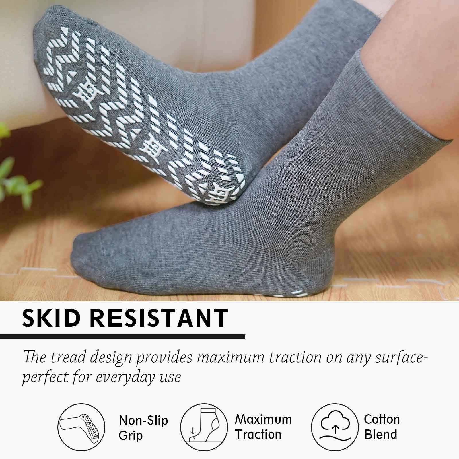 ZAKASA ZAKASA Non Slip Grip Socks - Non Skid Crew Grippy Socks for Men Women Anti Slip Gripper Socks for Elderly Hospital Yoga