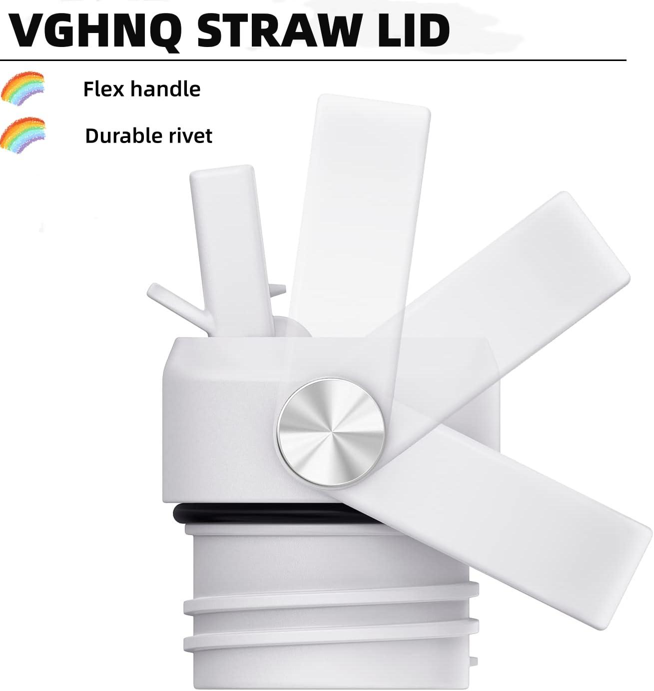 VGHNQ Straw Lid for Hydroflask, Lids with Straw for Hydro Flask, Straw Lid 18 21 24 oz Standard Mouth, Replacement Lid Water Bottle, Top Cap with Flexible Handle, Sport Water Bottle Cap Accessories, White