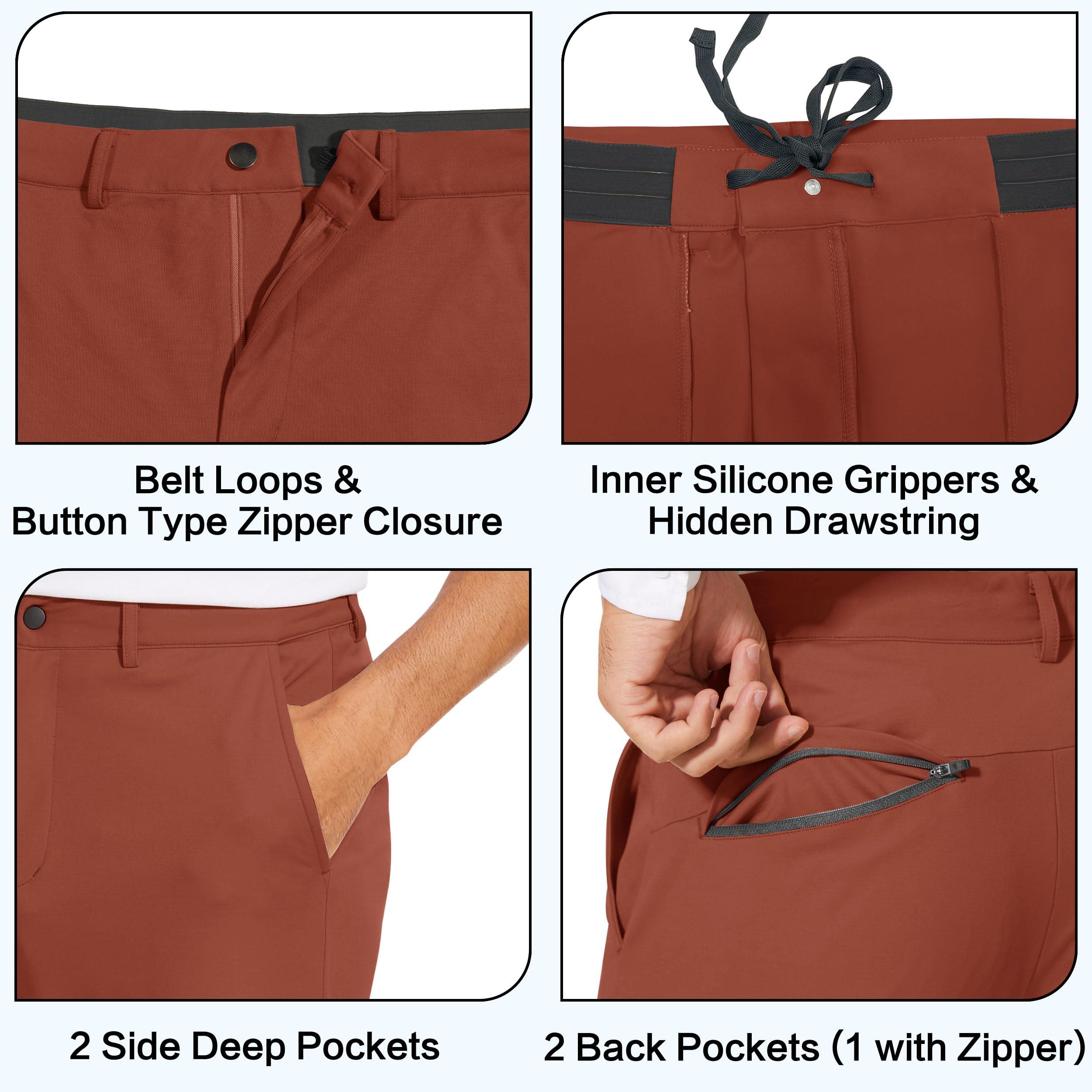 JWM JWM Men's Stretch Golf Joggers Pants with Belt Loops - 29" Slim Fit Tapered Casual Business Travel Dress Work Sweatpants