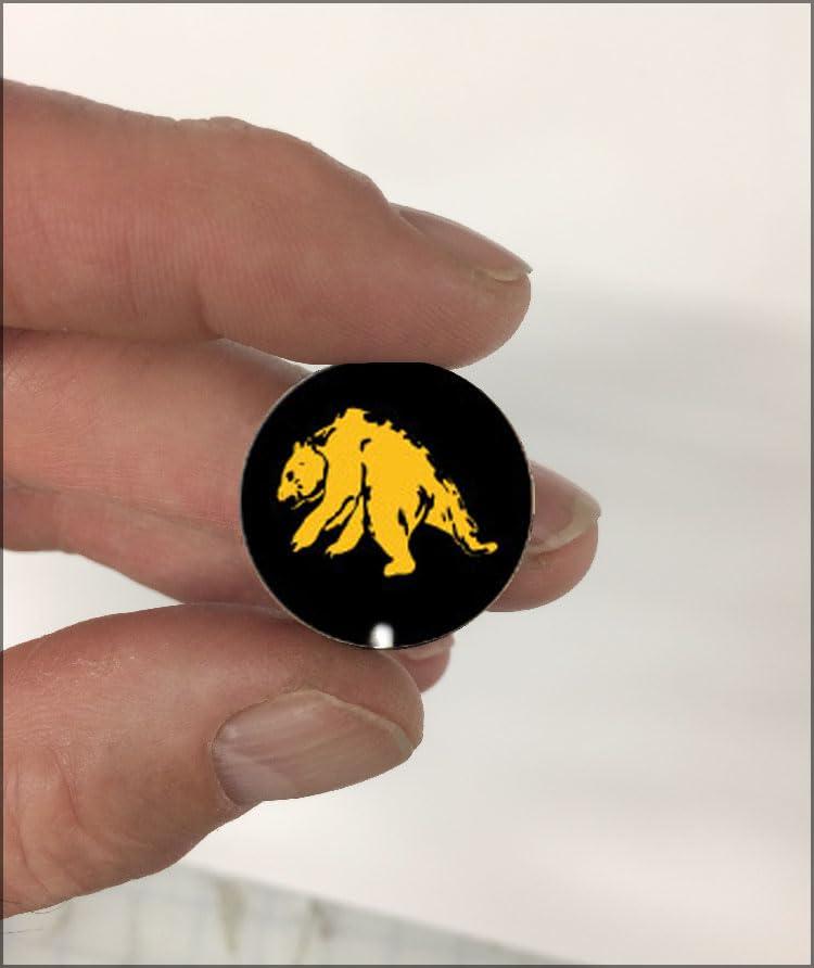 Pro-Tuff Decals Stalking Bear Award Decals Thick mil Vinyl 1-1/8" Diameter (100 Decals) Professional-Grade Football Hockey Baseball Softball Lacrosse (Yellow Gold on Black)