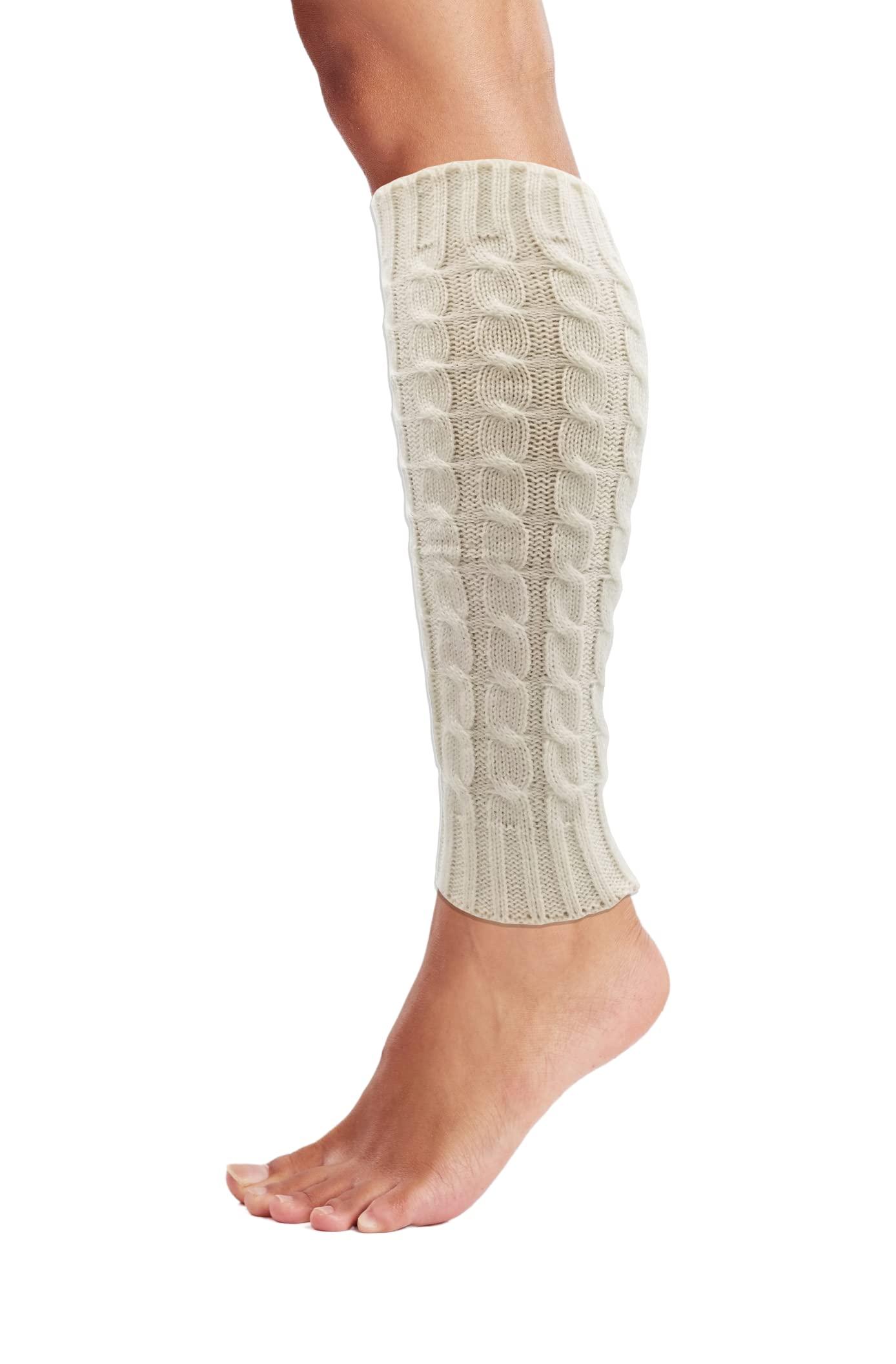 Winterlace Leg Warmers for Women, 6 Pairs Knee High Cable Knit Warm Thermal Acrylic Winter Sleeve