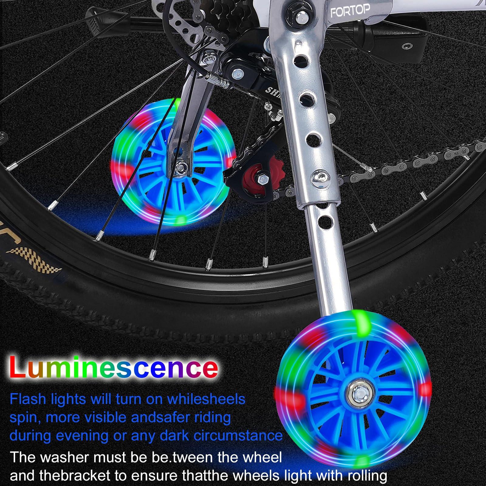 FORTOP FORTOP Bike Training Wheels, Pair of Heavy Duty Rear with Stabilizers Mounted Kit for 16 18 20 22 inch Kids Boy Girls Variable Bike (Red, 16-24 Inch)