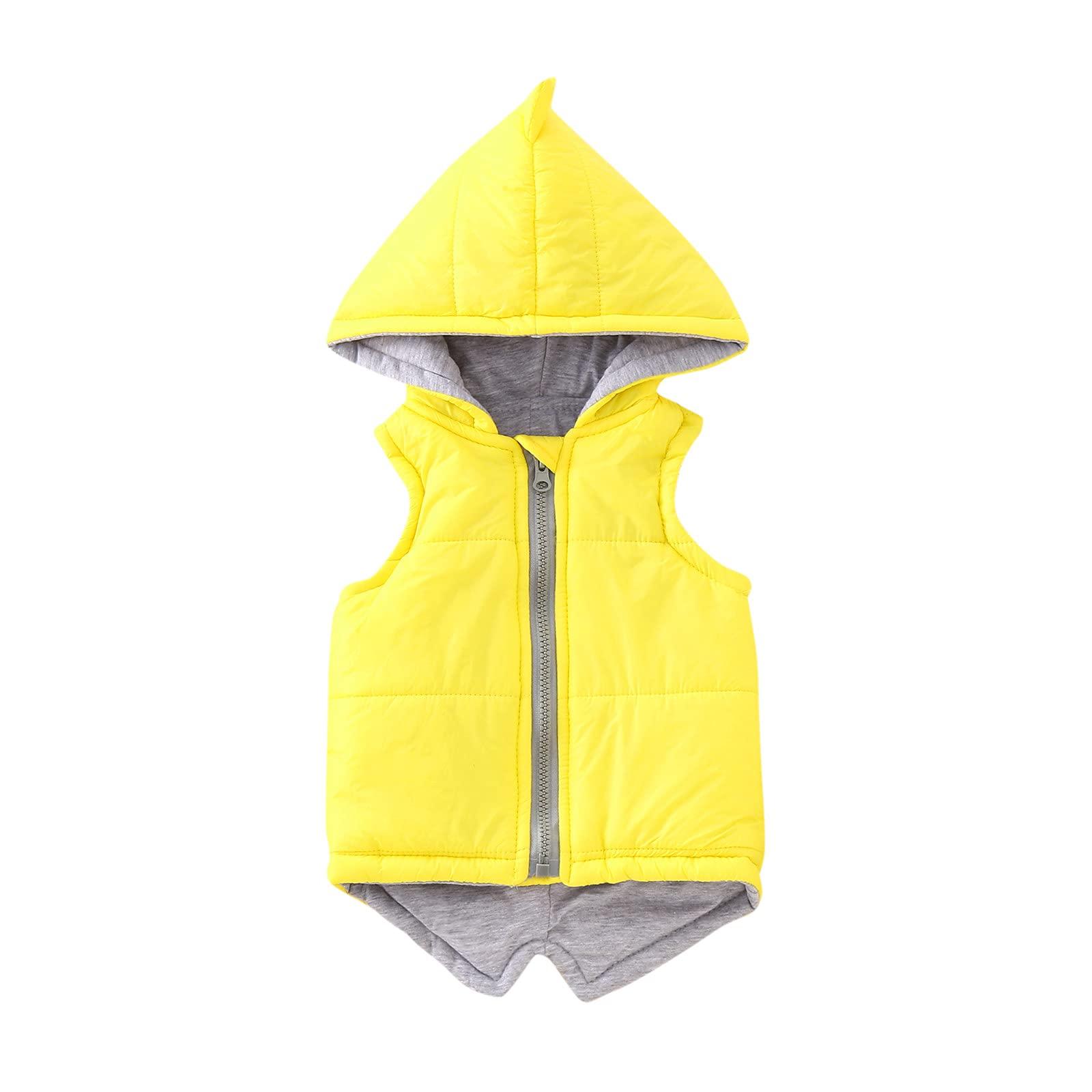 YDNGF Toddler Baby Girl Hoodies Vest Outwear 3D Dinosaur Sleeveless Waistcoat Warm Jacket 6M-6Y (Yellow, 18-24 Months)