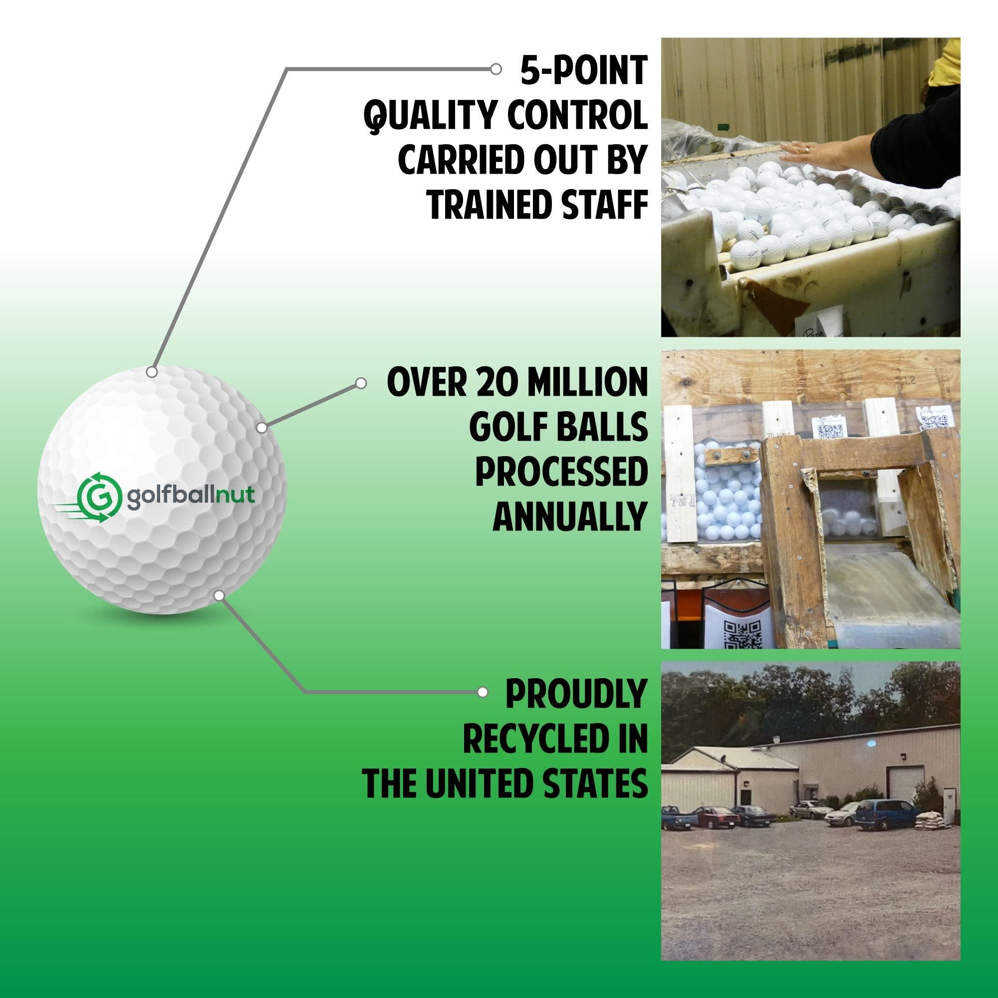 GolfBall Nut GolfBall Nut Used and Recycled Golf Balls for Bridgestone - Includes a Mesh Bag with 5A Quality Golf Balls, 24 Count, White