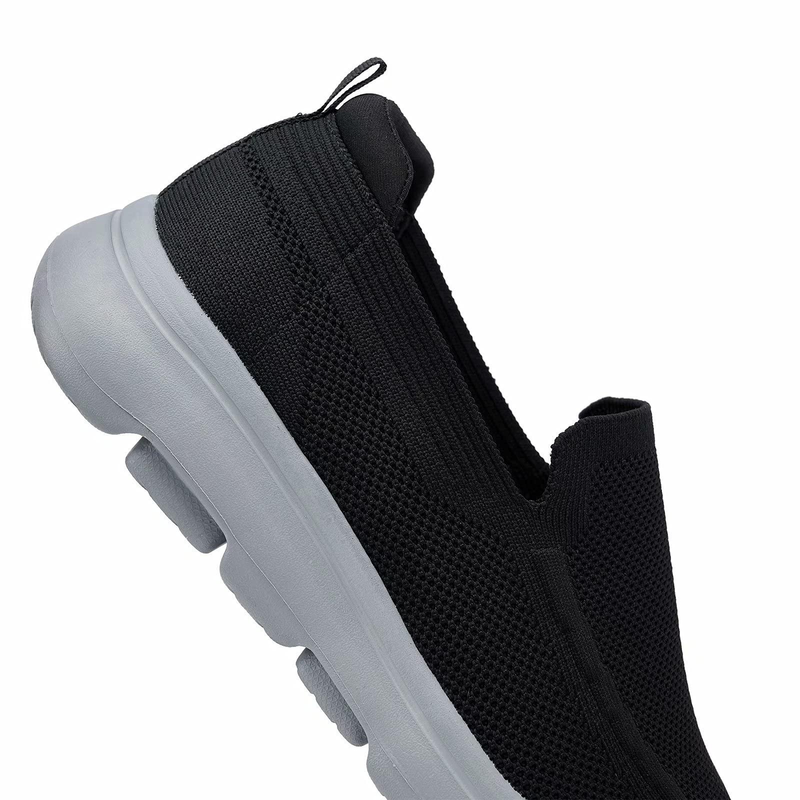 konhill konhill Men's Slip on Loafers Walking Shoes - Mesh Casual Tennis Sneaker 12.5 US Black/Grey,Label 46.5