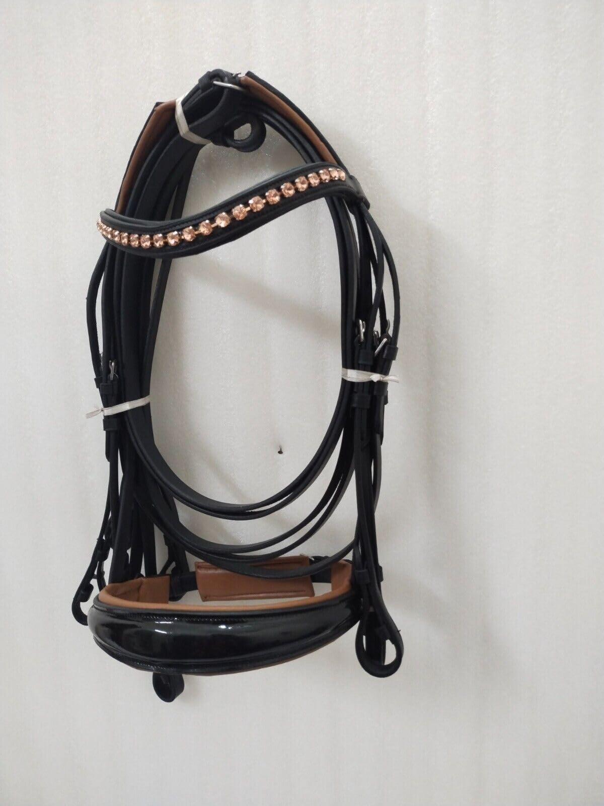 NineFit Basics SABA International Weymouth Leather Double Reins Bridle Brown Padding (Small)
