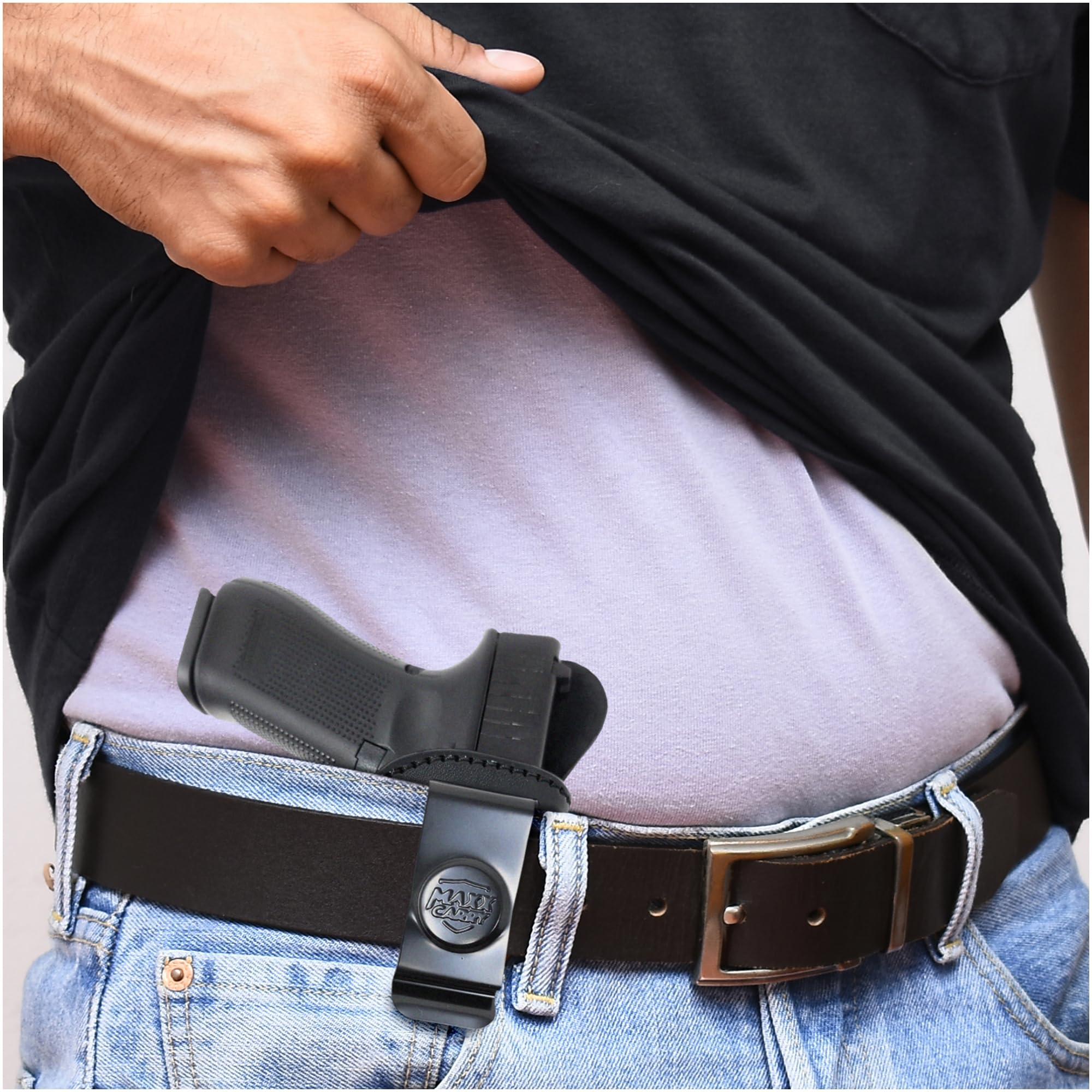 Popular Holsters Genuine Leather Iwb Holster for Glock 17/22/31 Pistol - for Tactical Handgun - Leather Concealed Carry Holster - Comfortable Appendix Everyday Carry - Maxx Carry Holsters