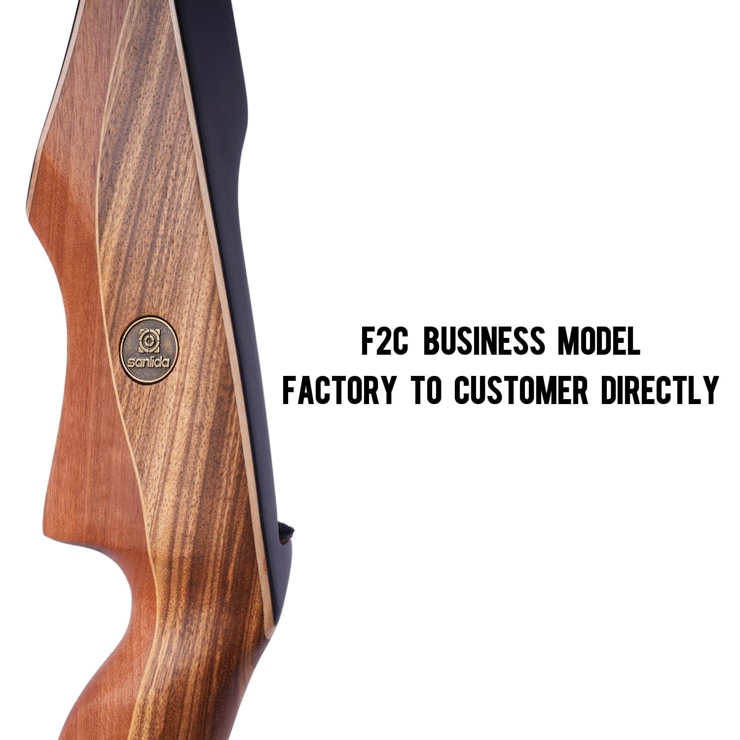 sanlida Sanlida Archery 60" Royal X8 One-Piece Bow Traditional Wooden Hunting Bow Handmade Hunting Bow and Arrows Kit for Adults & Traditional Archers, RH Only (35lbs, Dark Wood)