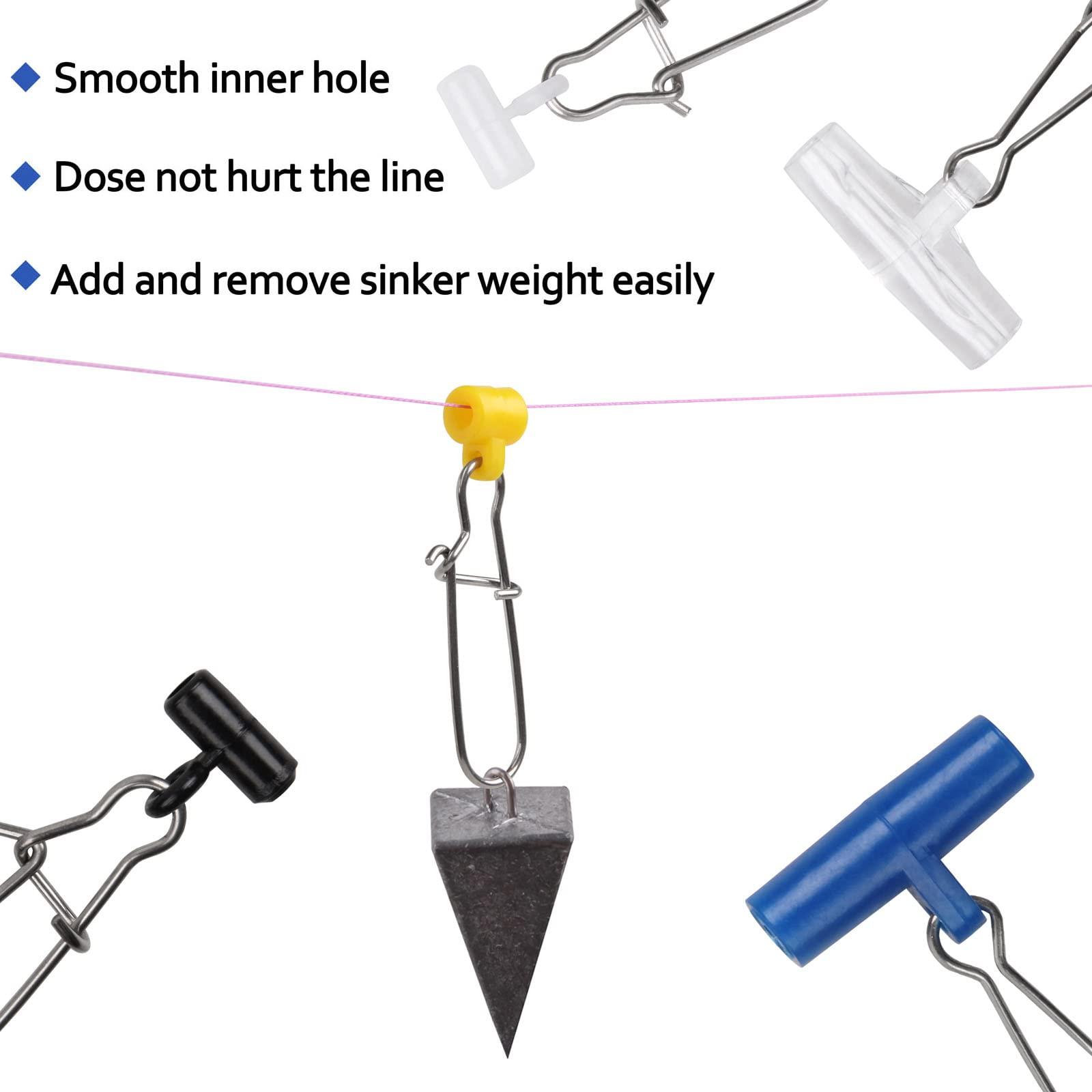 JSHANMEI Fishing Sinker Slide 40pcs High Strength Sinker Sliders with Duo-Lock Snap Easy Change Fishing Sinker Weight Slide Connector Saltwater Surf Fishing Catfish Rigs