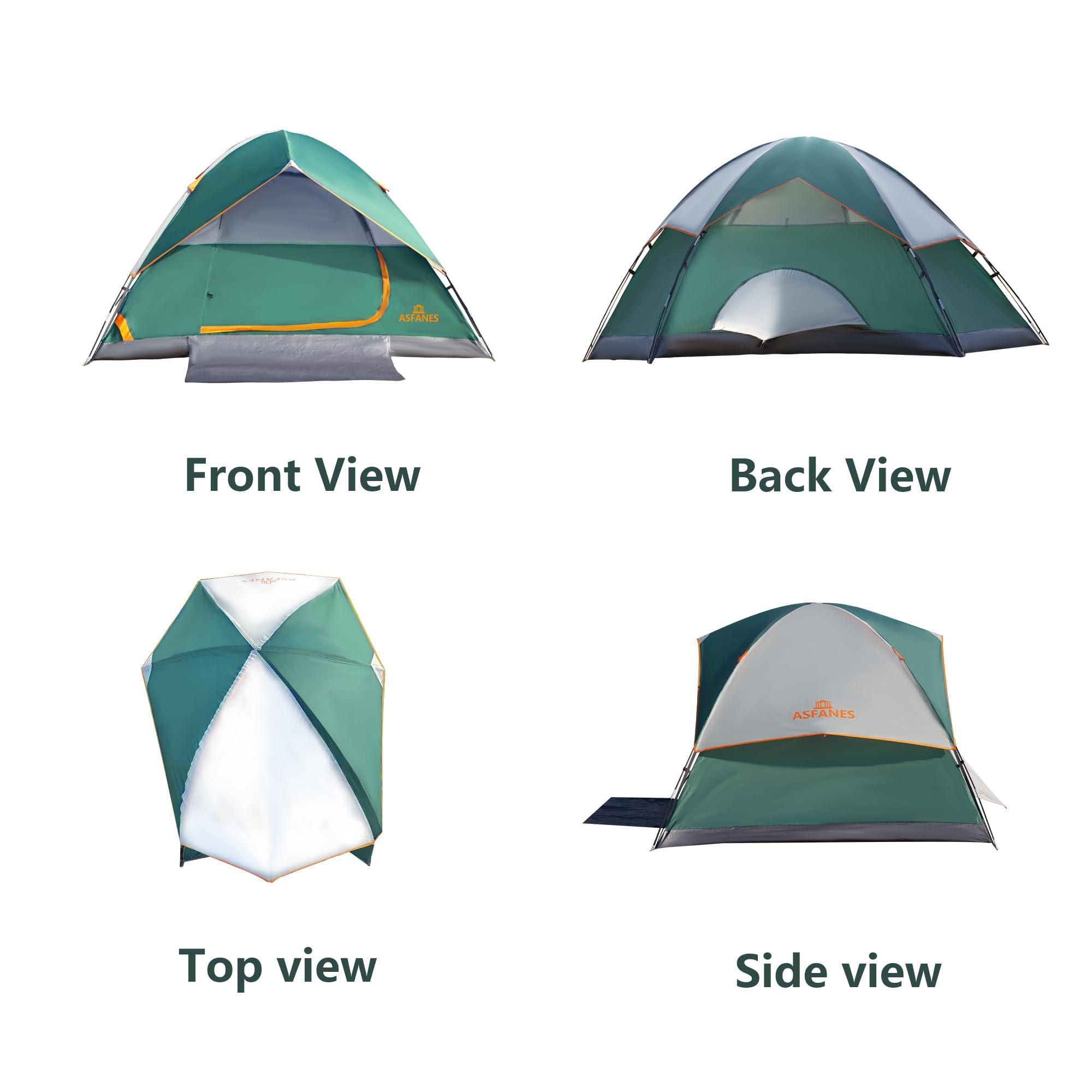 ASFANES ASFANES 4 Person Waterproof Tents for Camping Easy Setup Outdoor Portable Backyard Camping Tents Suitable for Car, Backpacking, Hiking, Picnic or Fishing, Army Green