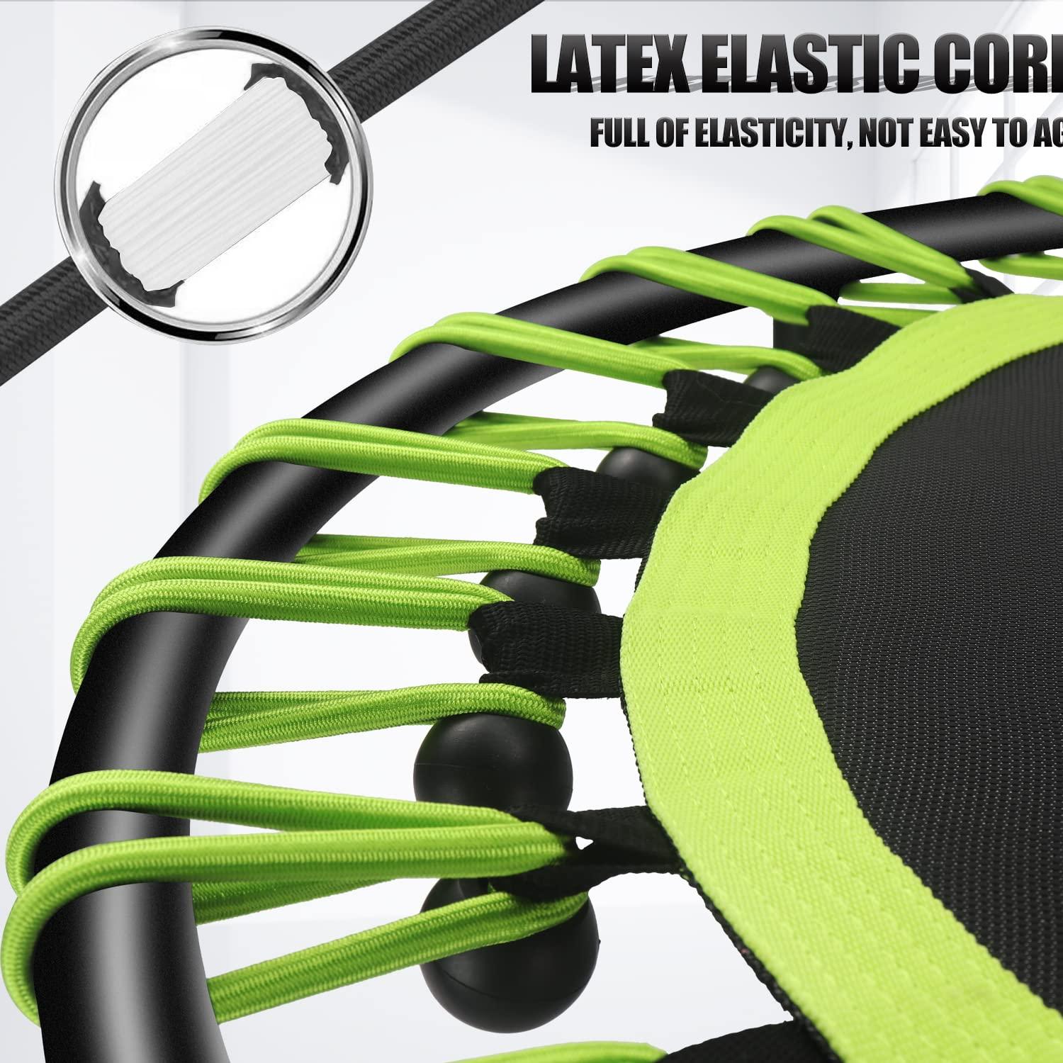 NEWAN Newan 40'' Silent Fitness Mini Trampoline - Indoor Rebounder for Adults - Best Urban Cardio Jump Fitness Workout Trainer, Covered Bungee Rope System - Max Limit 330 lbs