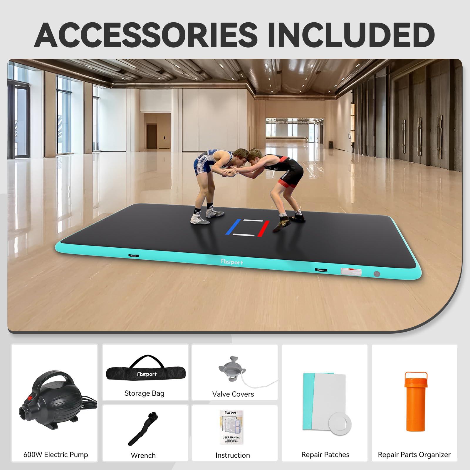 FBSPORT FBSPORT Inflatable Wrestling Mat, Outdoor and Indoor PVC Jiu Jitsu Mats, 10'x5' Gymnastics Training Mat Foldable Home Mat for BJJ, MMA, Martial Art, Boxing, Grappling and Judo