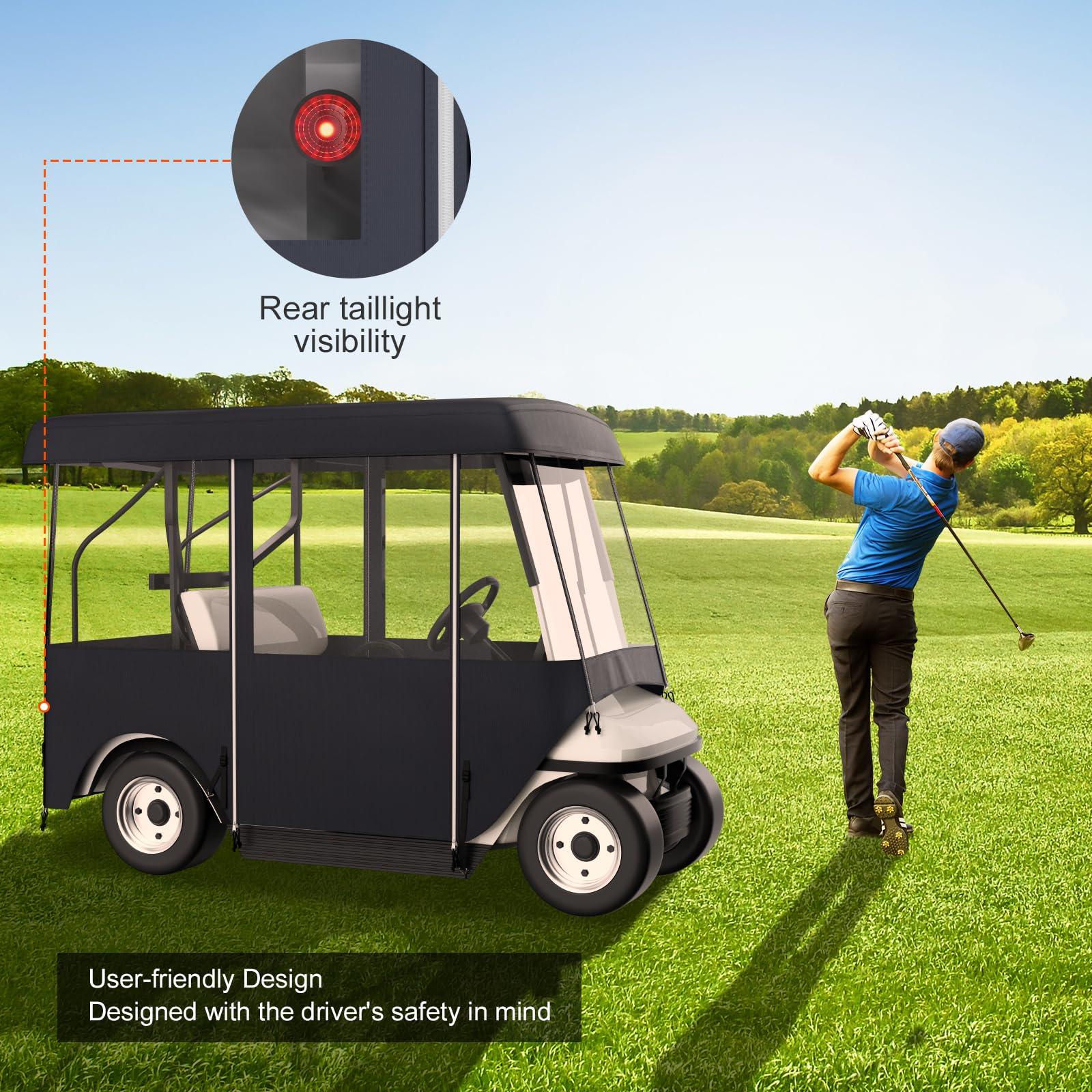 Happybuy Happybuy Golf Cart Enclosure 86'', 4-Person Golf Cart Cover, 4-Sided Fairway Deluxe, 300D Waterproof Driving Enclosure with Transparent Windows, Fit for EZGO, Club Car, Yamaha Cart