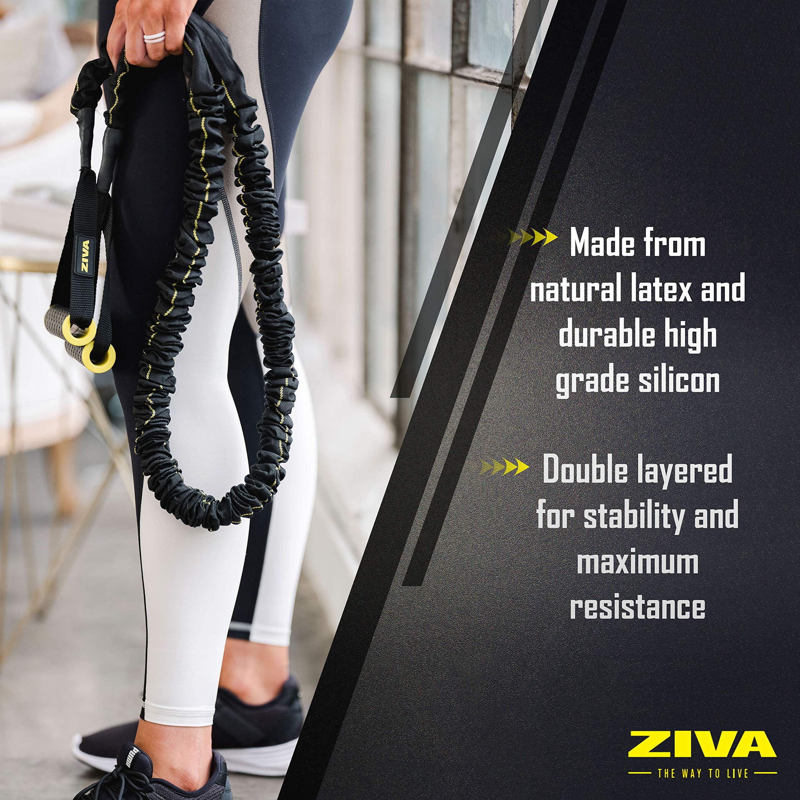 ZIVA Ziva Portable Lightweight Resistance Tube Band - Multiple Resistance Avail - Nylon Safety Sleeve and Foam Handles for Home Fitness, Strength Training, Cross Workouts Extra Heavy 45-50 lbs