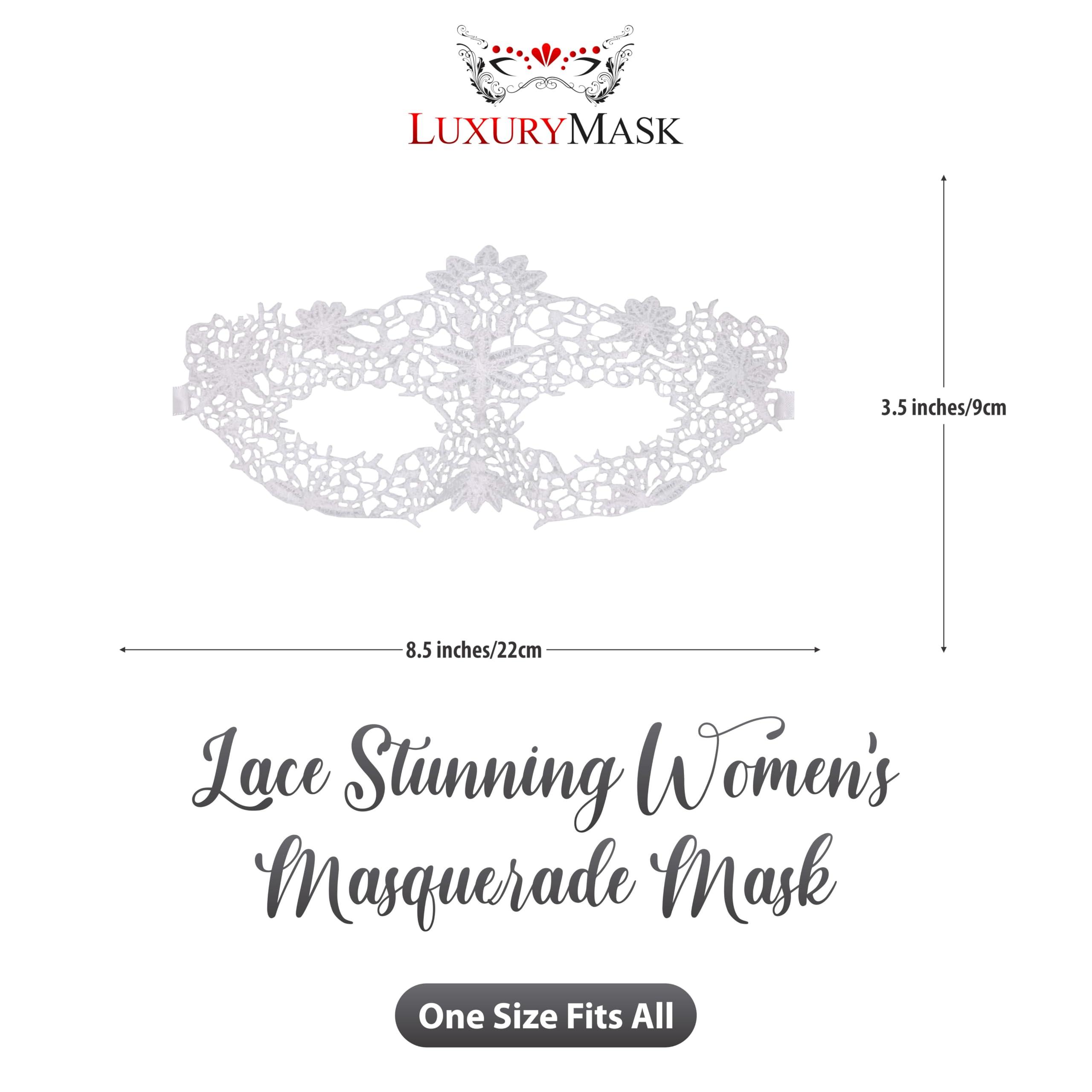 Luxury Mask White Masquerade Mask for Women - Lace Masquerade Masks for Masquerade Party, Proms, Photo Shoot, Venetian Party, Mardi Gras, Halloween & Cosplay Flower