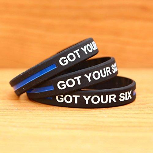 SayitBands Ten (10) of Got Your Six Wristband Bracelets with Thin Blue Line