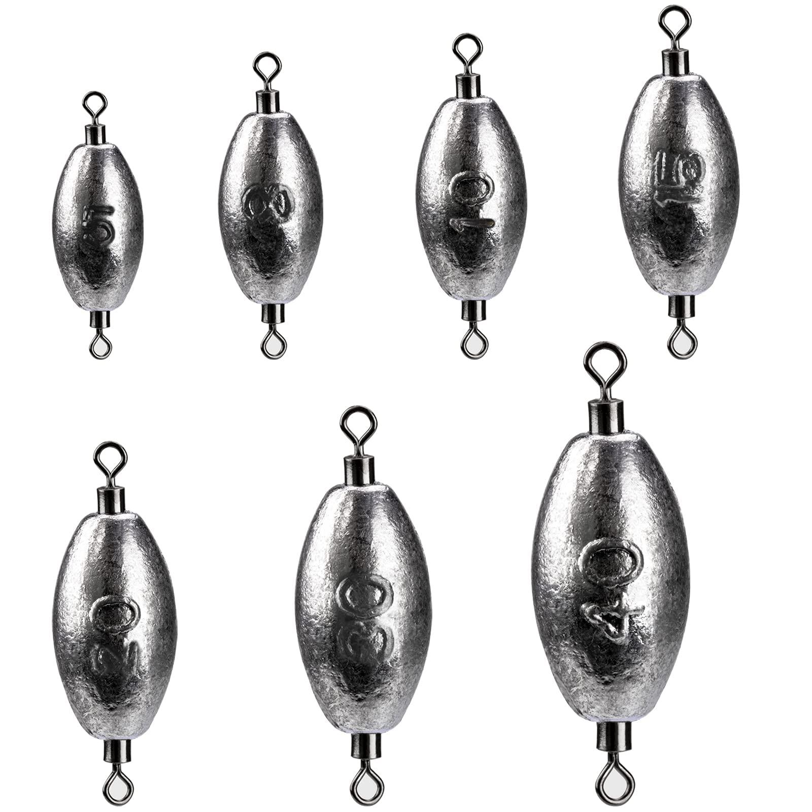 THKFISH THKFISH Fishing Weights Inline Weights Trolling Sinkers Swivel Weights Quick Set Up Lead Fishing Sinker with Inner Swivel Set 1/3oz 1/4oz 1/5oz 1/6oz 1/7oz 3/8oz 1/2oz 3/4oz 1oz 1.4oz